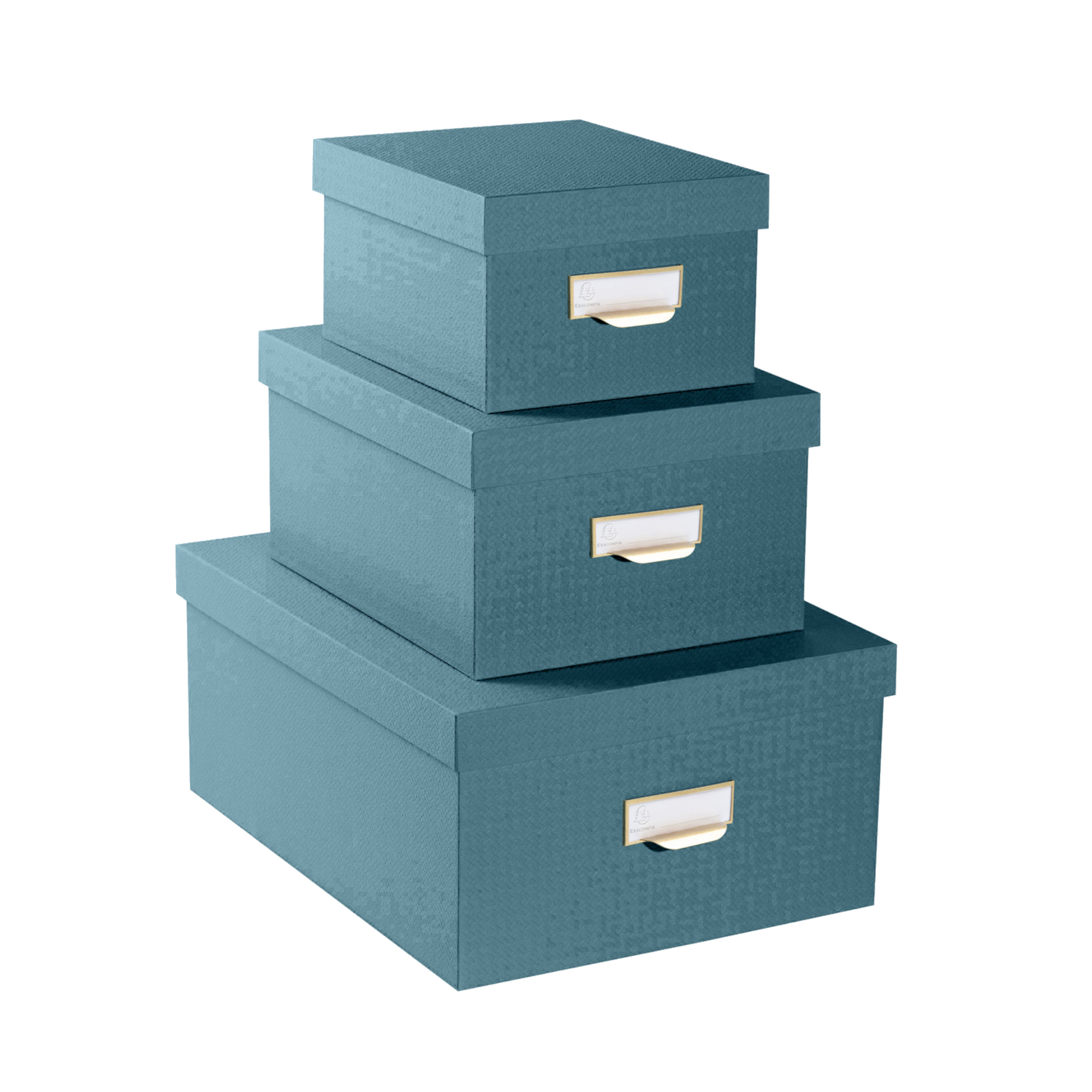 Exacompta Aufbewahrungsbox Office by me 16 x 11 x 20 cm (B x H x T), 20 x 13 x 26 cm (B x H x T), 26 x15 x 35 cm (B x H x T) DIN A6+, DIN A5+, DIN A4+ Karton, Papier kaschiert blaugrün