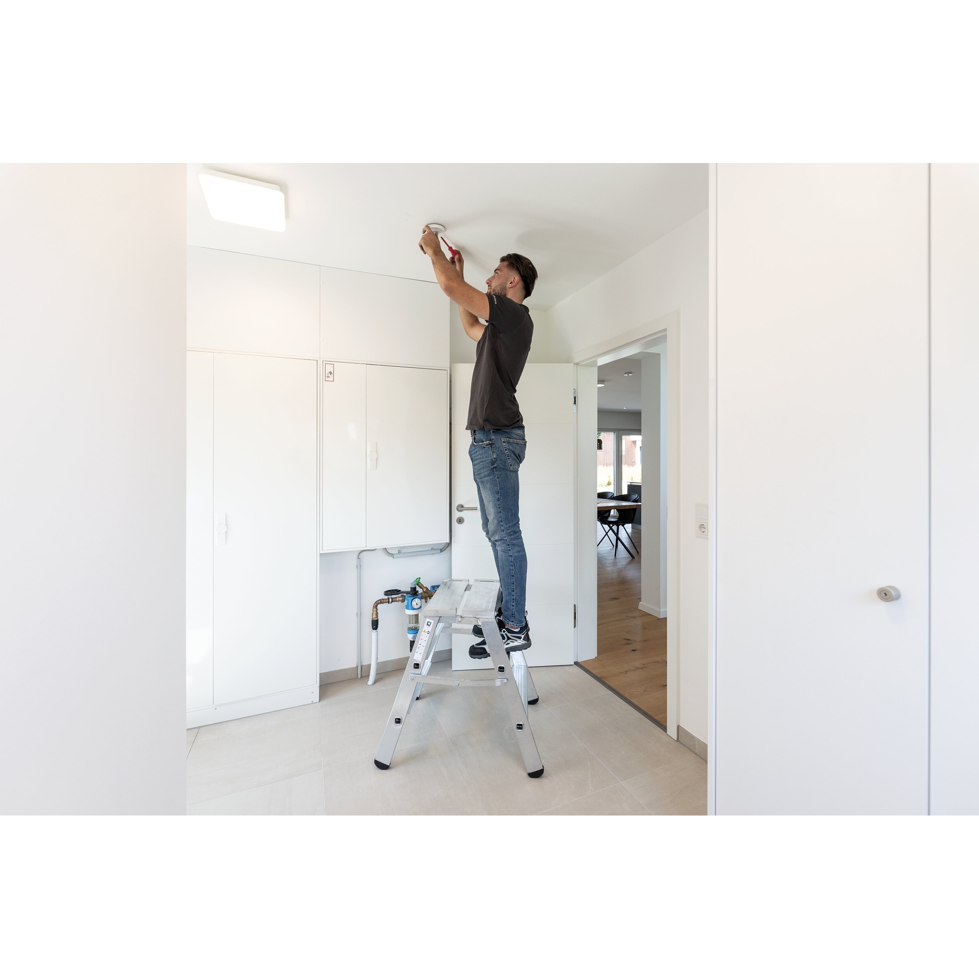 MUNK Trittleiter 79 x 59 cm (B x T) 150kg Aluminium alu 2 x 3 Stufen