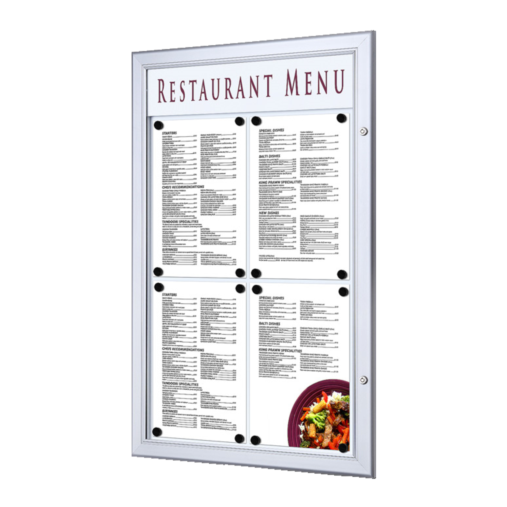 Showdown® Displays Schaukasten Outdoor Außenbereich 50,5 x 77,9 x 3,7 cm (B x H x T) 4 x DIN A4 mit Schloss Aluminium silber