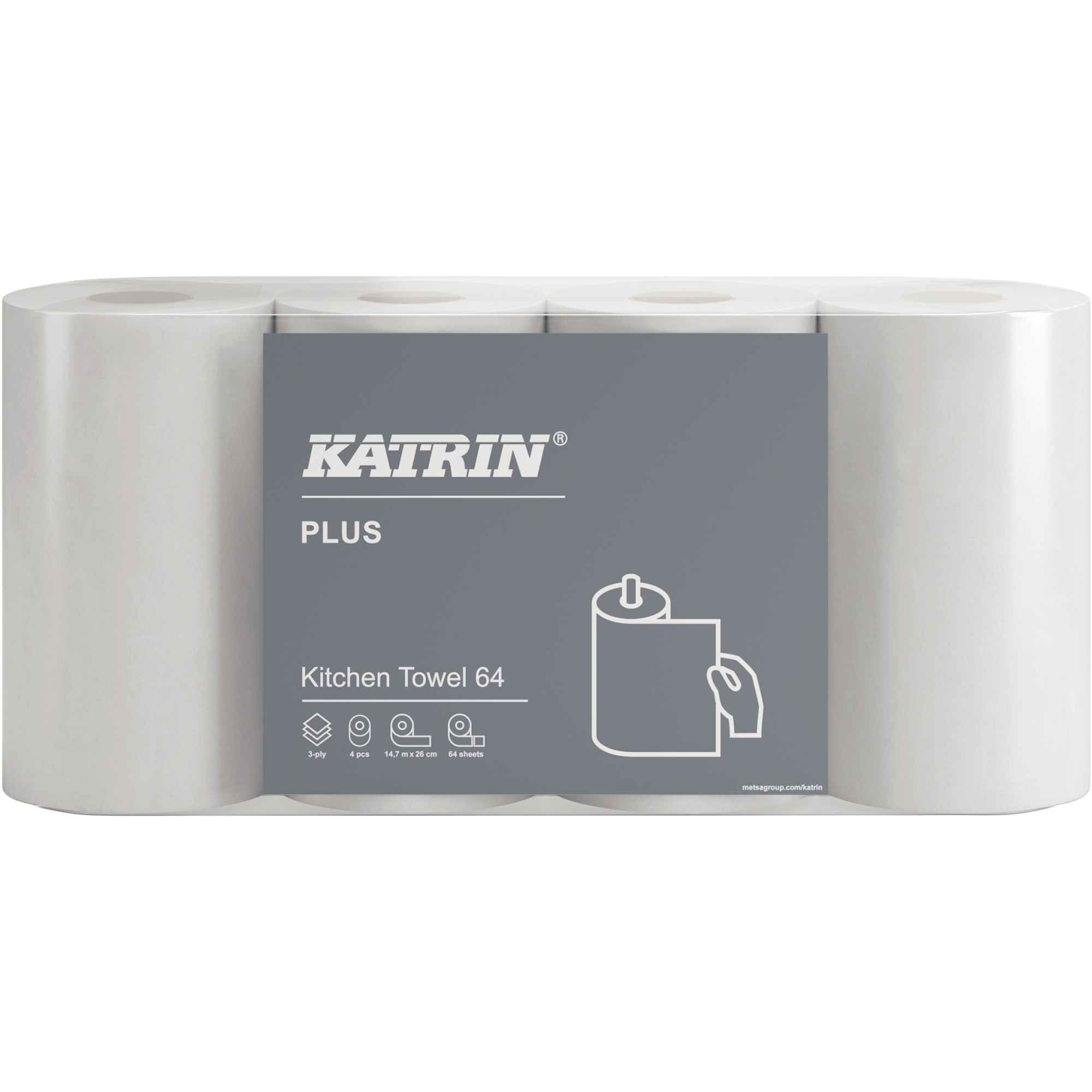 Katrin Küchenrolle Plus 3-lagig 100 % Zellstoff weiß 4 Rl./Pack.