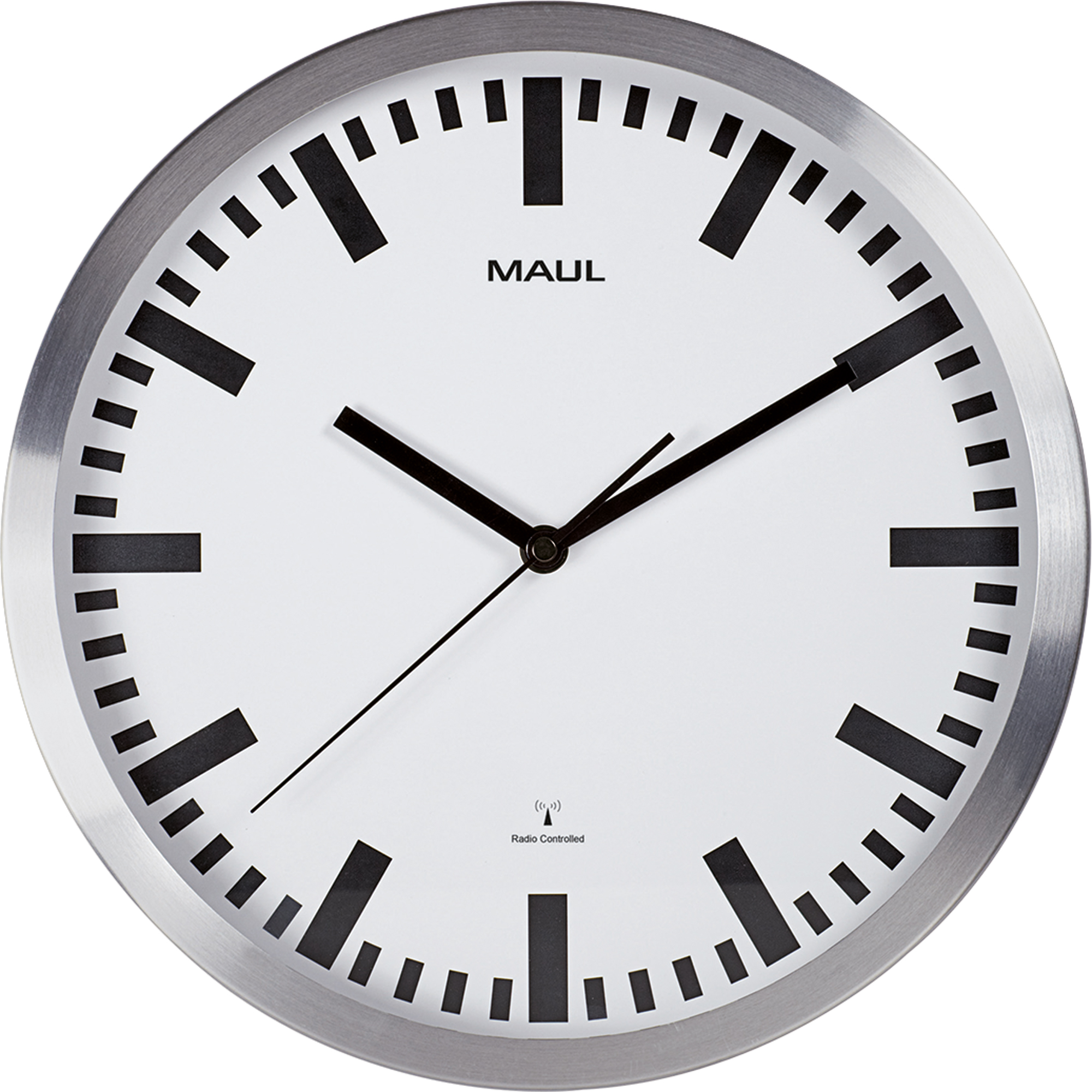 MAUL Funkuhr MAULpilot 30,5cm Innenbereich Aluminium, gebürstet/Glas