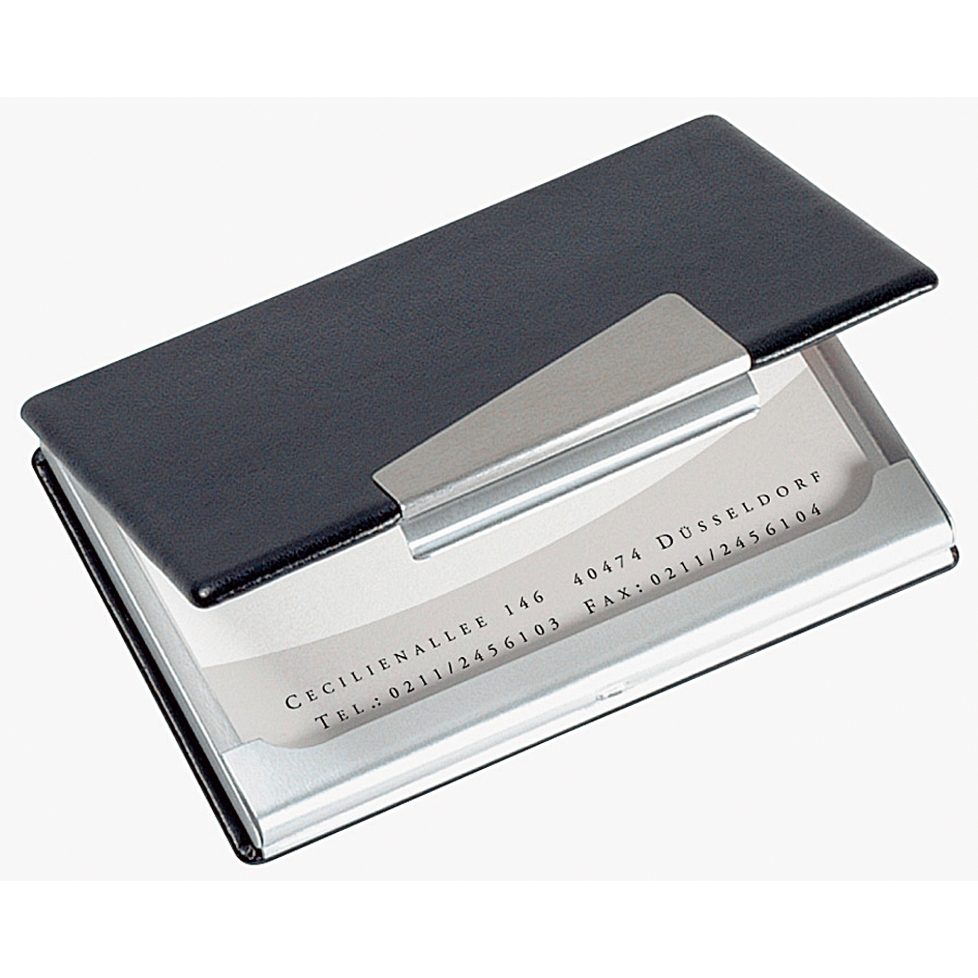 SIGEL Visitenkartenetui 9,5 x 6,5 x 1,2 cm (B x H x T) 20 Karten Aluminium/Lederimitat silber/schwarz