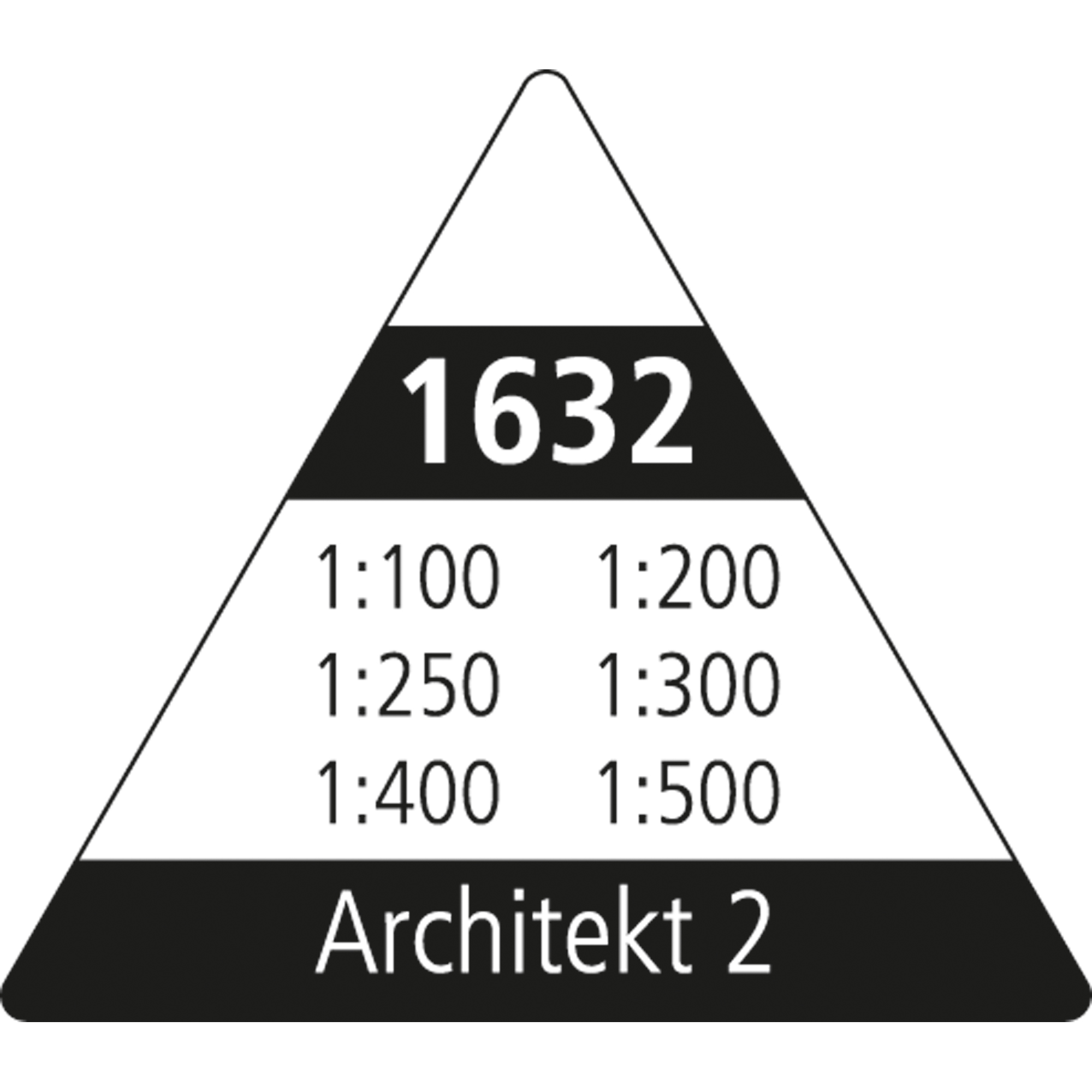 M+R Dreikantmaßstab 30cm Architekt 2: 1:100, 1:200, 1:250, 1:300, 1:400, 1:500 Kunststoff weiß