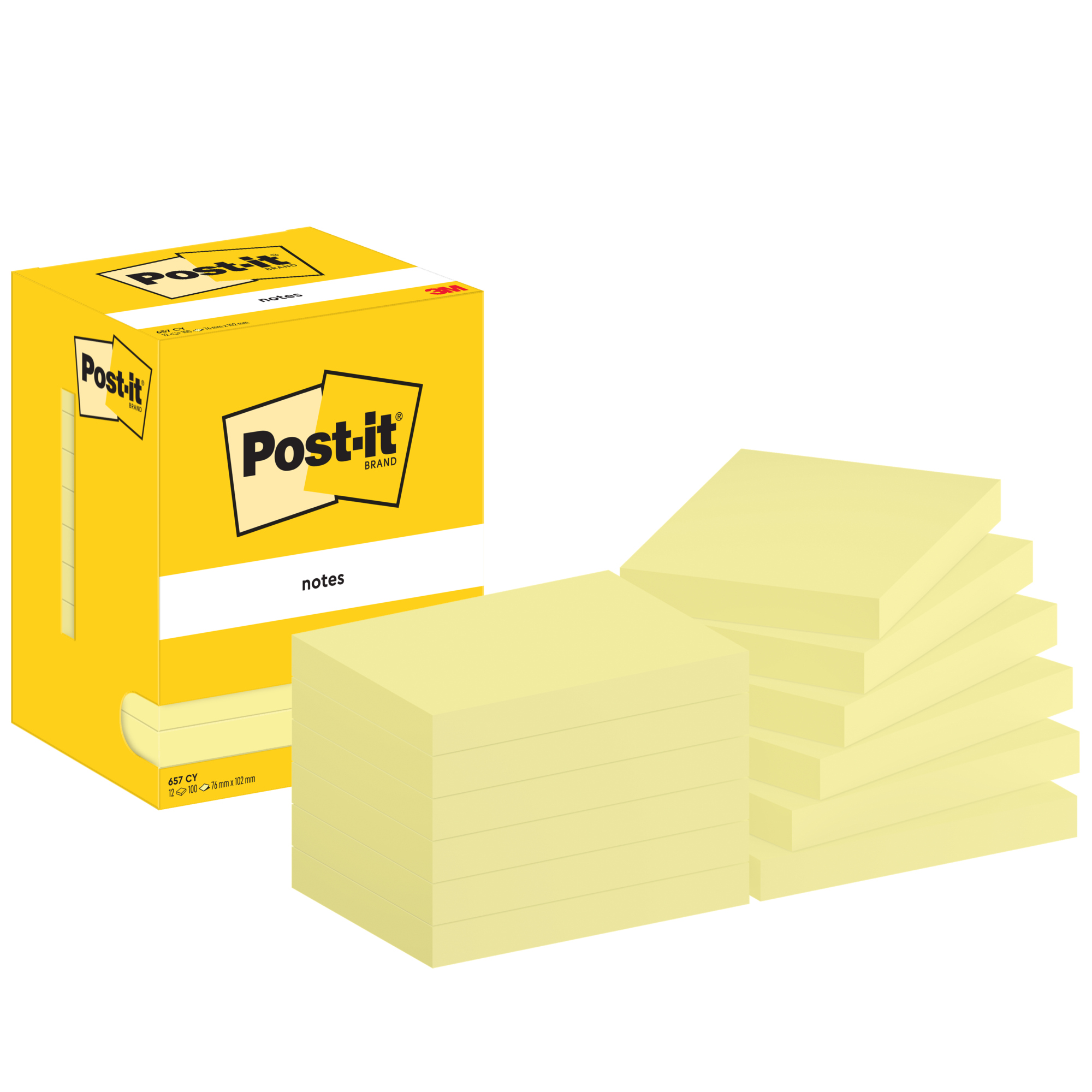 Post-it® Haftnotiz Notes 102 x 76 mm (B x H) gelb 100 Bl./Block 12 Block/Pack.