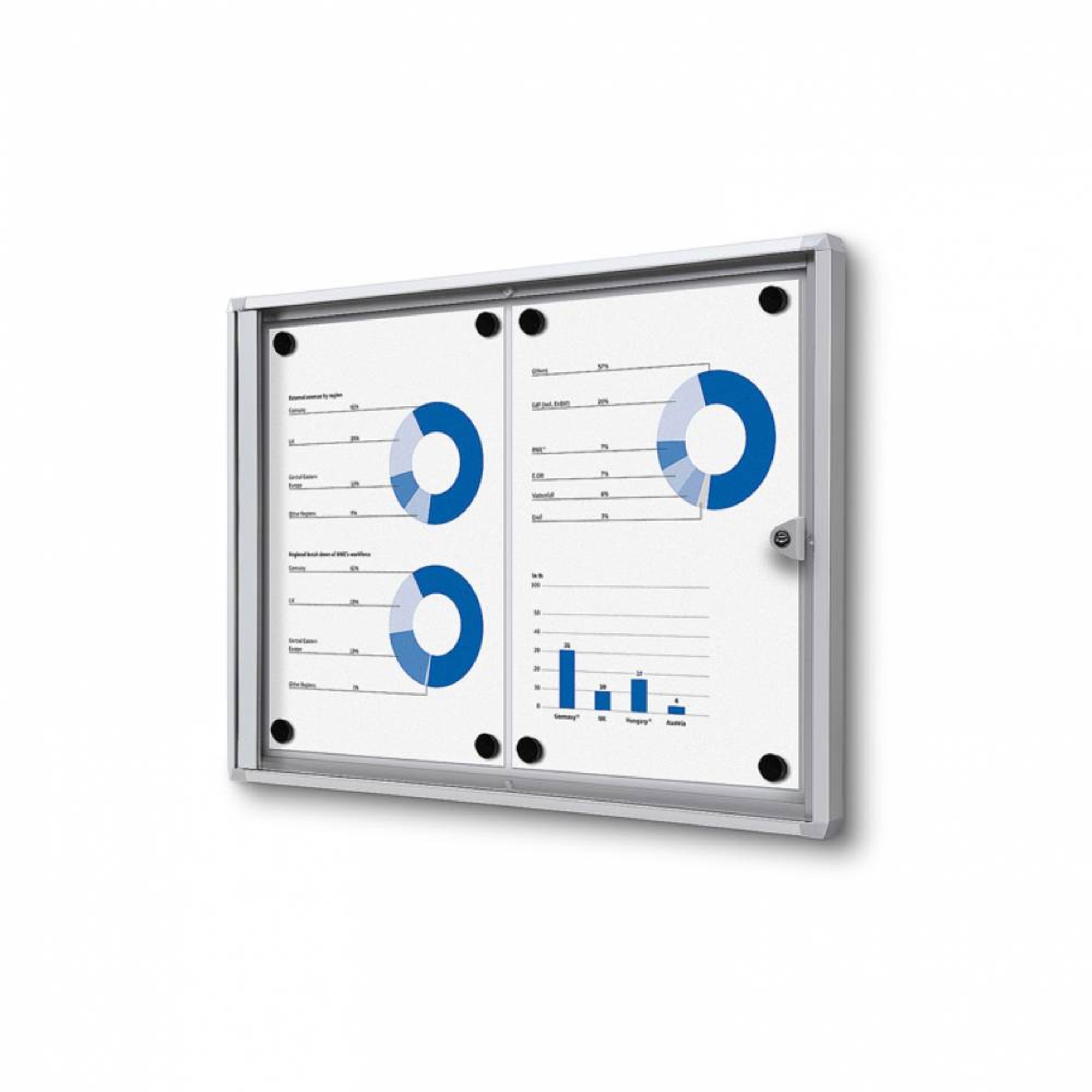Showdown® Displays Schaukasten Economy Innenbereich 49,1 x 35 x 2,6 cm (B x H x T) 2 x DIN A4 mit Schloss Aluminium silber