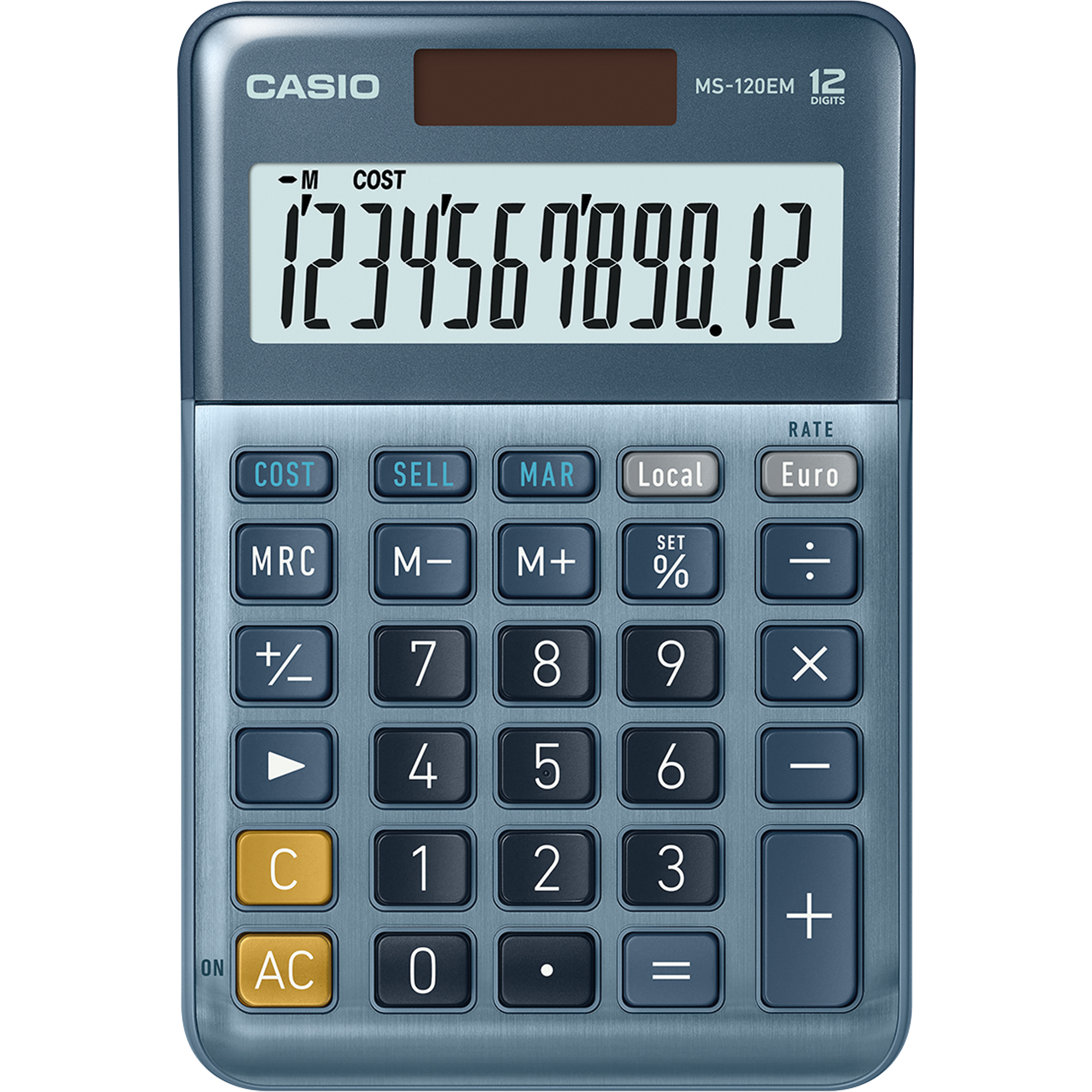 CASIO® Tischrechner MS-120EM 101 x 28 x 149 mm (B x H x T) Batterie, Solar-Energie silber/grau