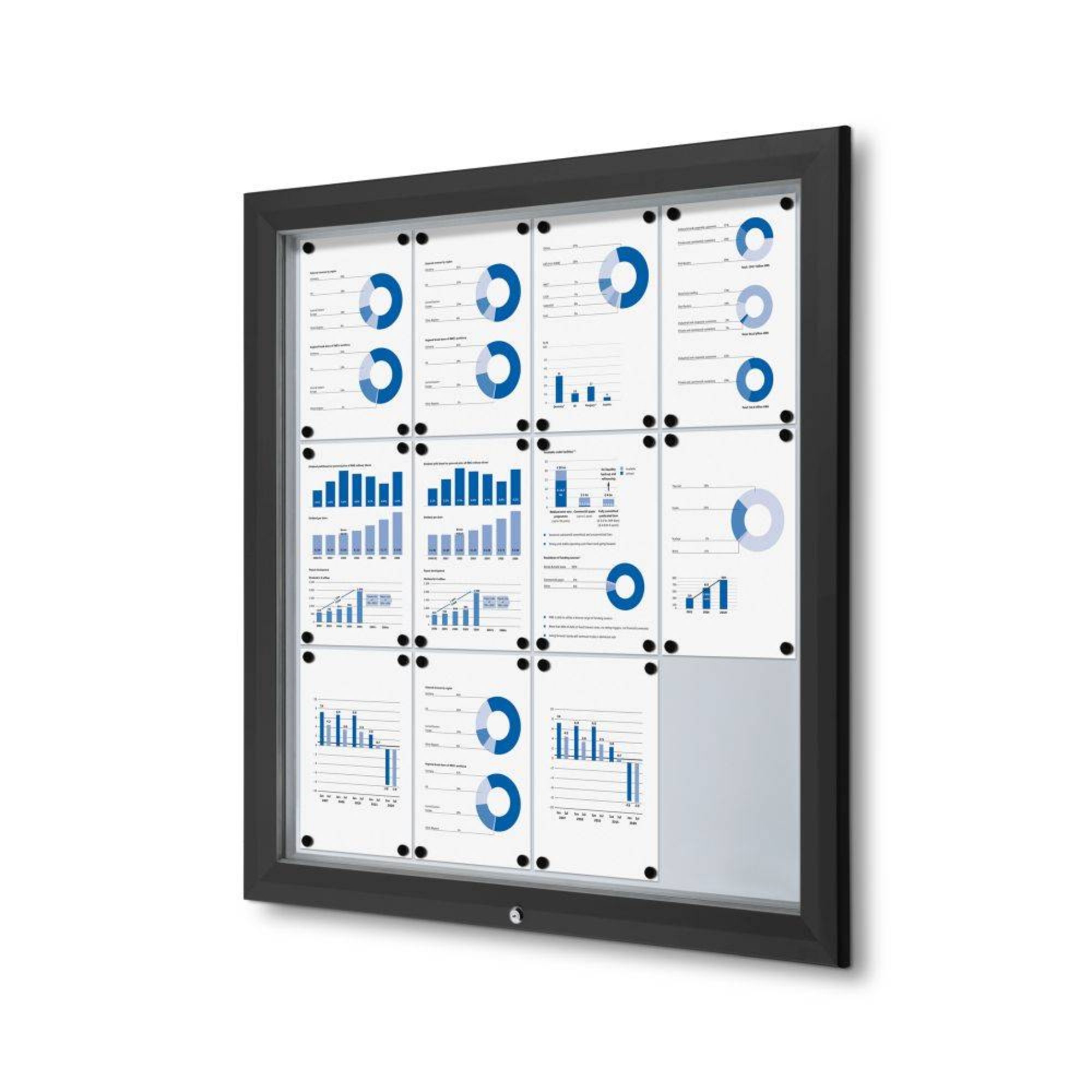 Showdown® Displays Schaukasten Outdoor Außenbereich 102,5 x 106,7 x 4,7 cm (B x H x T) 12 x DIN A4 mit Schloss Aluminium schwarz
