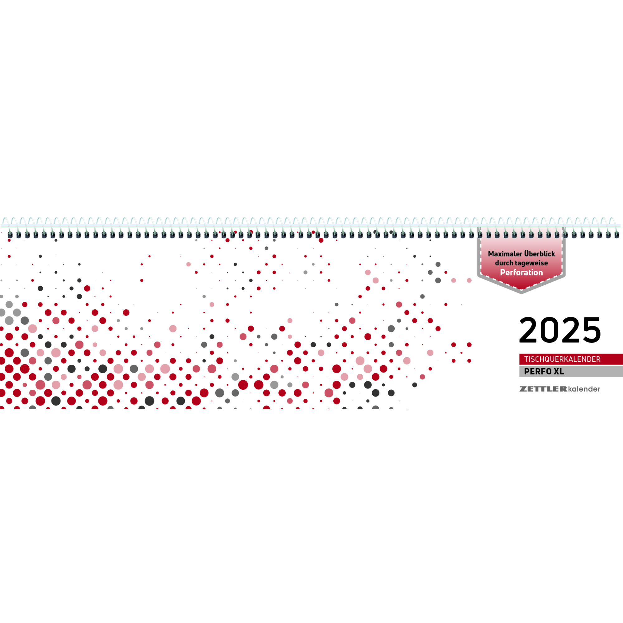 ZETTLER Querkalender 2025 1 Woche/2 Seiten Karton rot