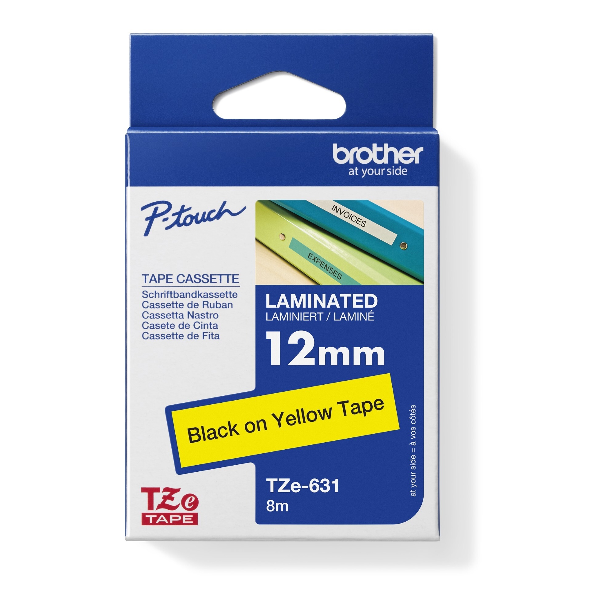 Brother Schriftbandkassette P-touch 12 mm x 8 m (B x L) gelb schwarz