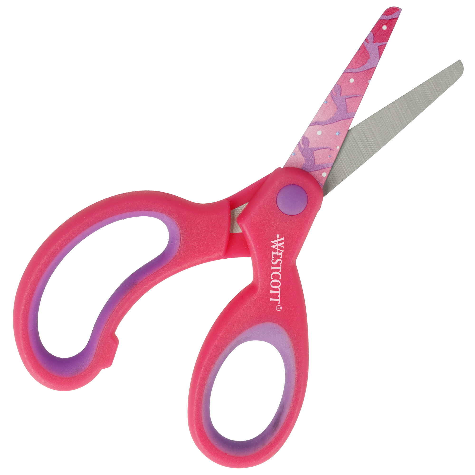 Westcott Bastelschere Sporty 130mm inkl. transparente Klingenhülle Stahl pink Gymnastik