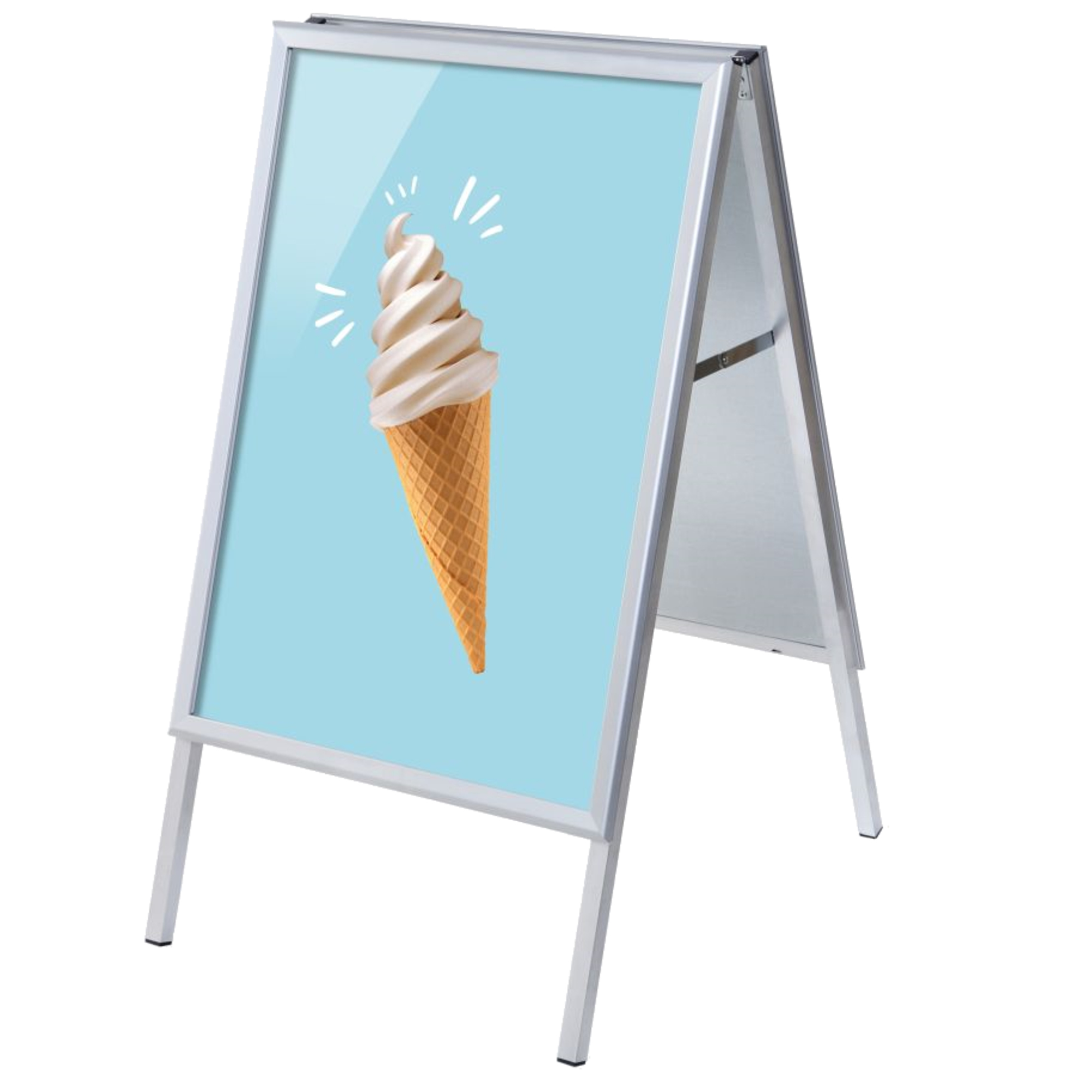 Showdown® Displays Kundenstopper 63,9 x 109,4 x 74,4 cm (B x H x T) DIN A1 Aluminium silber