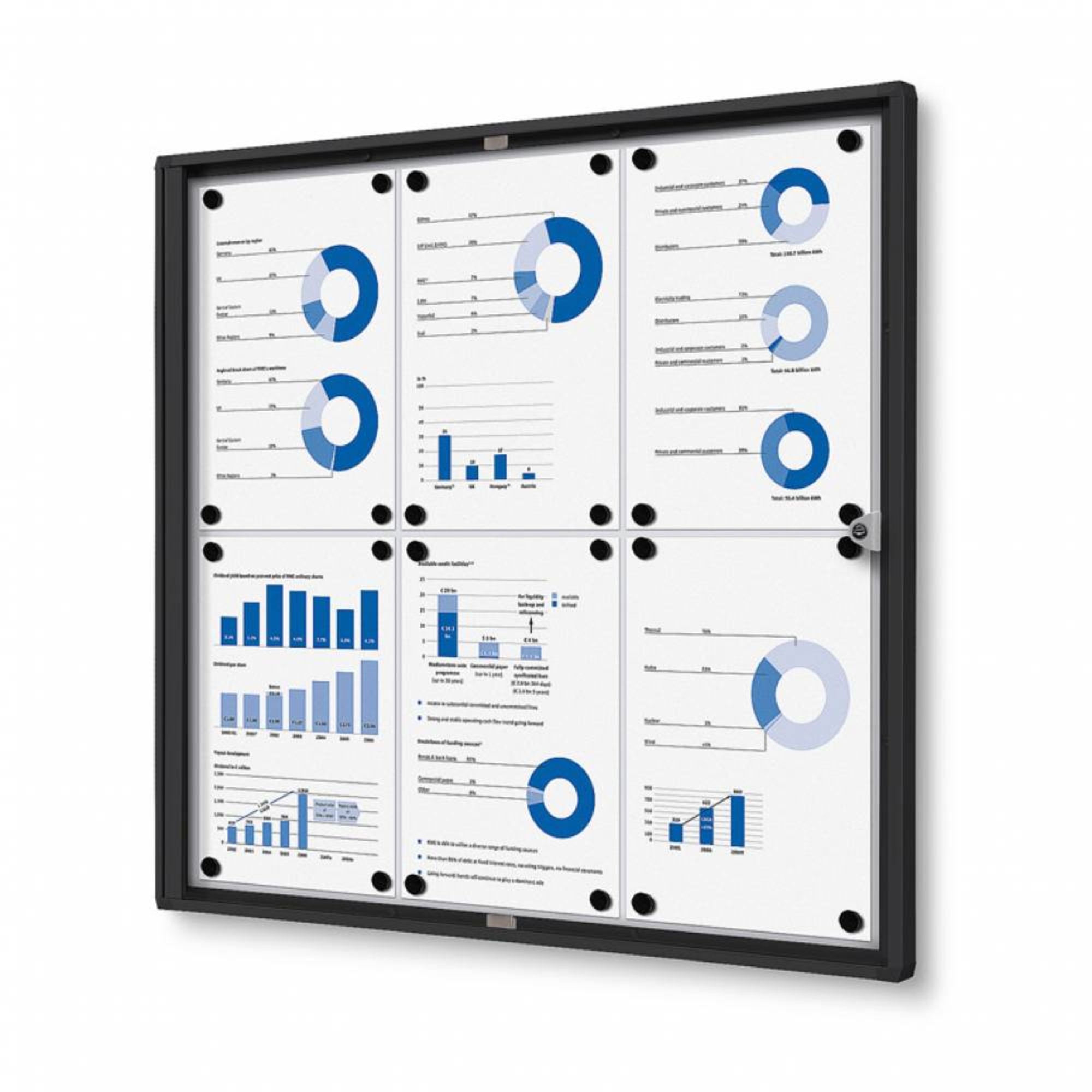 Showdown® Displays Schaukasten Economy Innenbereich 71,1 x 65,5 x 2,6 cm (B x H x T) 6 x DIN A4 mit Schloss Aluminium/Kunststoff schwarz