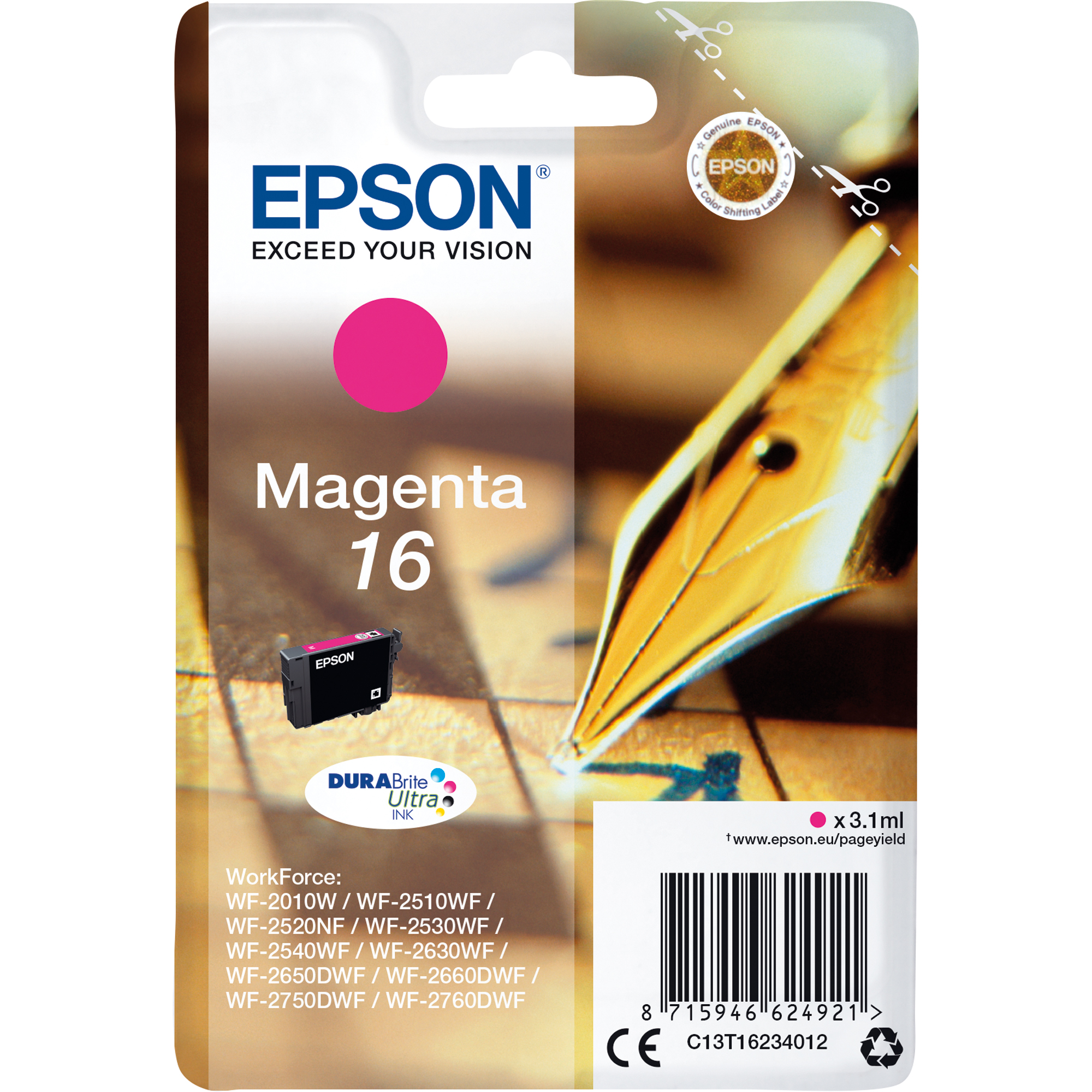 Epson Tintenpatrone Originalzubehör 16 ca. 165 Seiten magenta 3,1ml