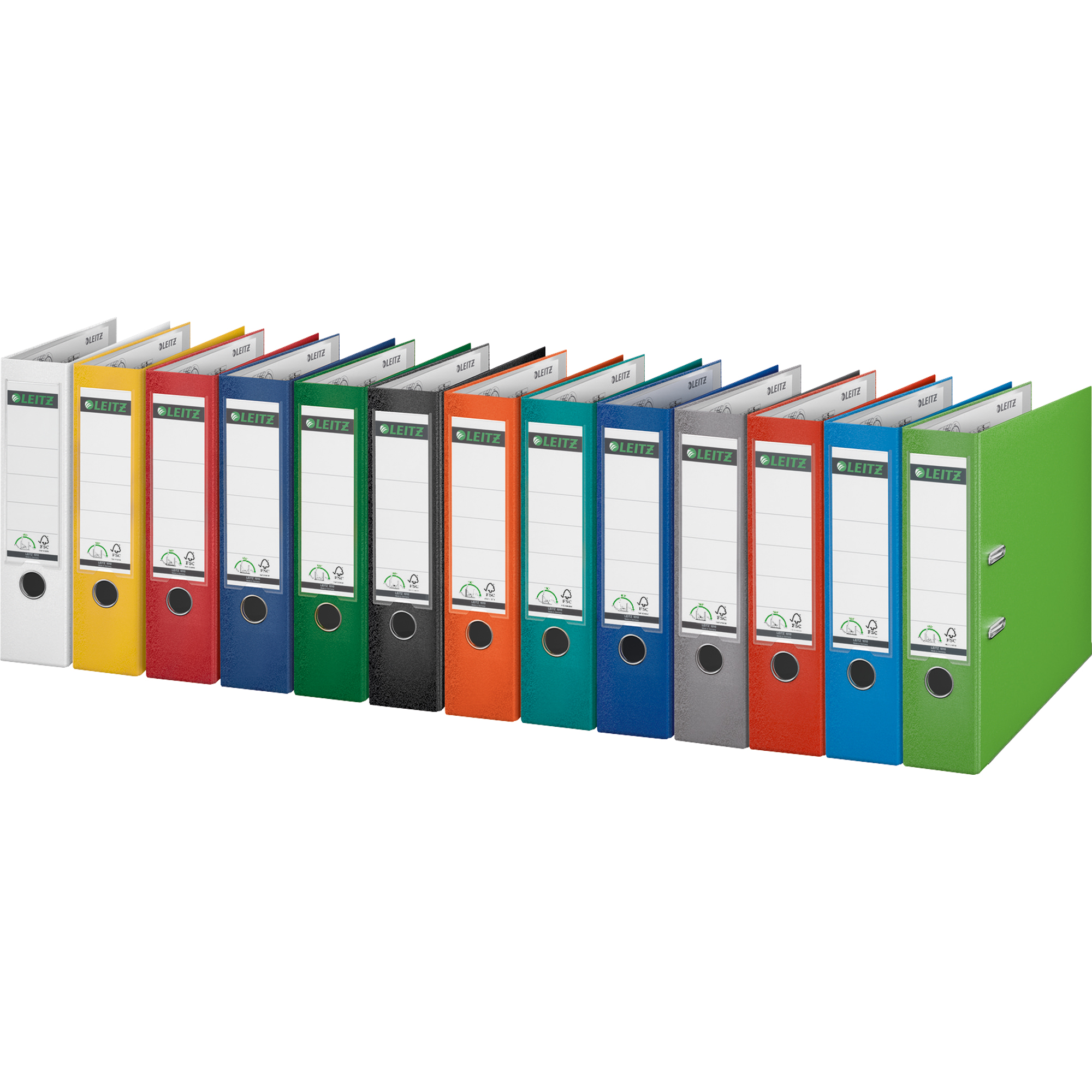Leitz Ordner 80mm DIN A4 Rückenschild: einsteckbar mit Schlitzen Werkstoff: Graupappe, recycelt Material außen: Polypropylenfolie Material innen: Papier, PE beschichtet blau