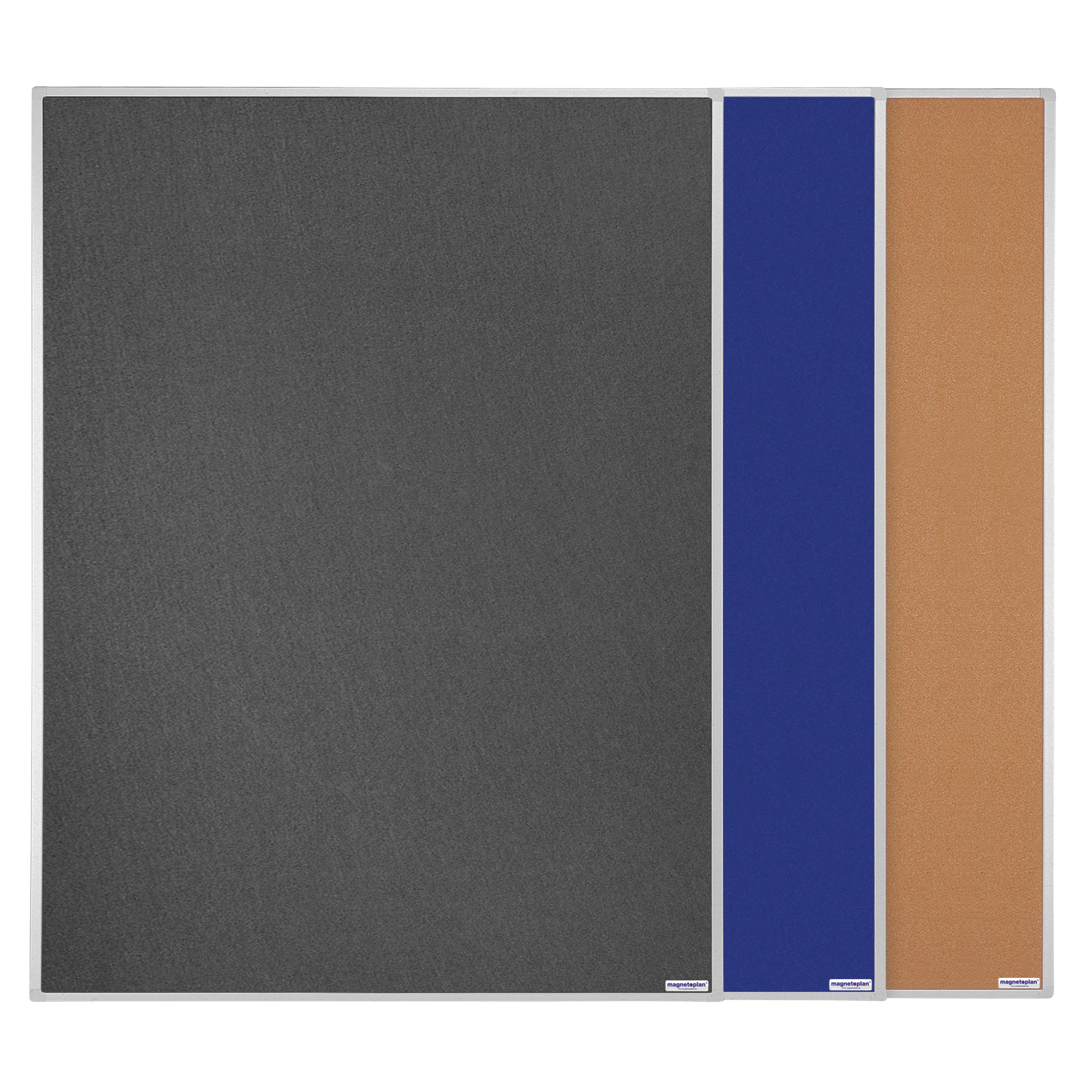 magnetoplan® Pinnwand SP 151,5 x 121,5 cm (B x H) Maße der Oberfläche: 148,5 x 118,5 cm (B x H) Wandschienensystem Kompakt und Modular Filz Material des Rahmens: Aluminium grau