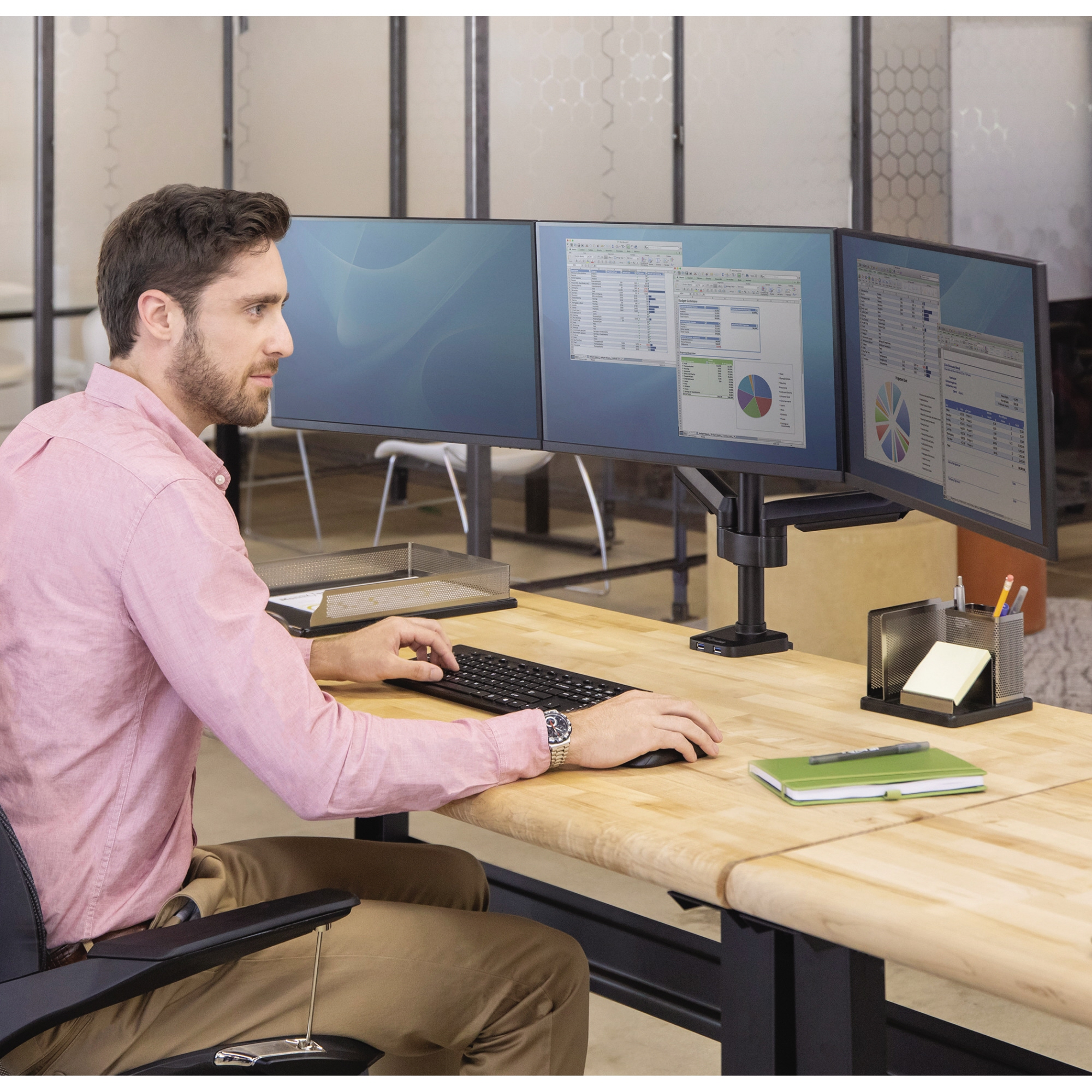 Fellowes® Monitorschwenkarm Platinum Series 127,5 x 92,4 x 14,1 cm (B x H x T) 3 x 7kg Aluminium/ABS Kunststoff schwarz
