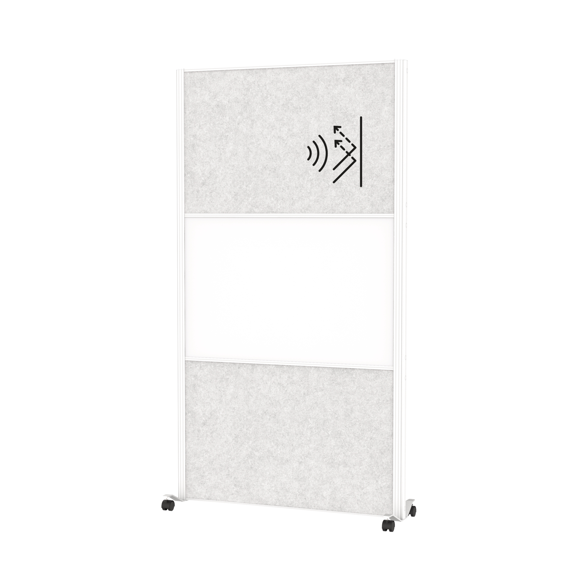 MAUL Stellwand MAULconnecto 100 x 182 cm (B x H) Zweibeinstativ Stahl, 100 % PES-Fasern, 20 % recycelt weiß, hellgrau