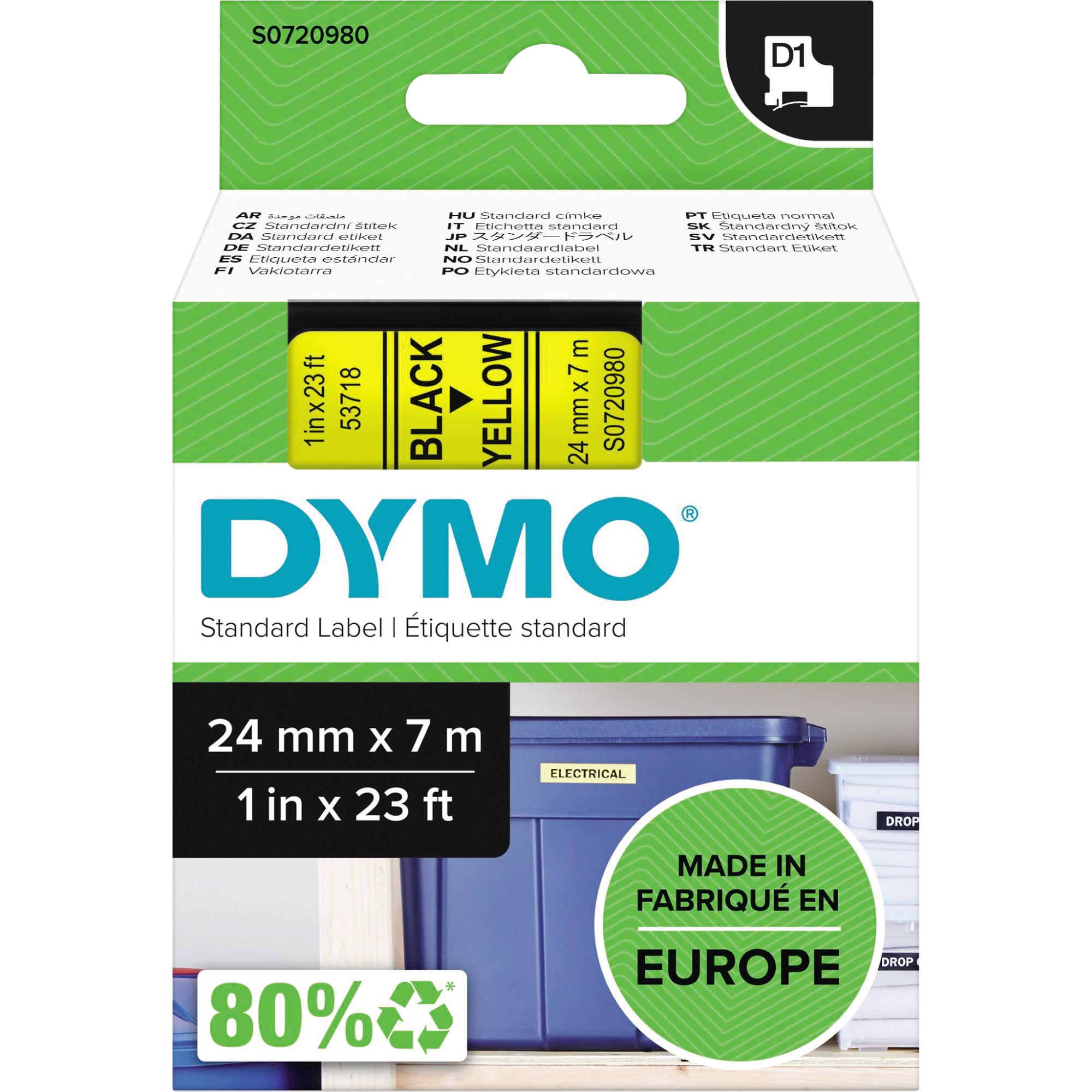 DYMO® Schriftbandkassette 24 mm x 7 m (B x L) gelb schwarz
