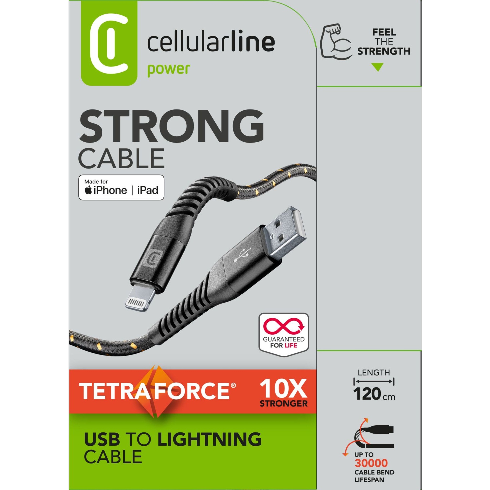 cellularline USB-Kabel Tetra Force 1m schwarz