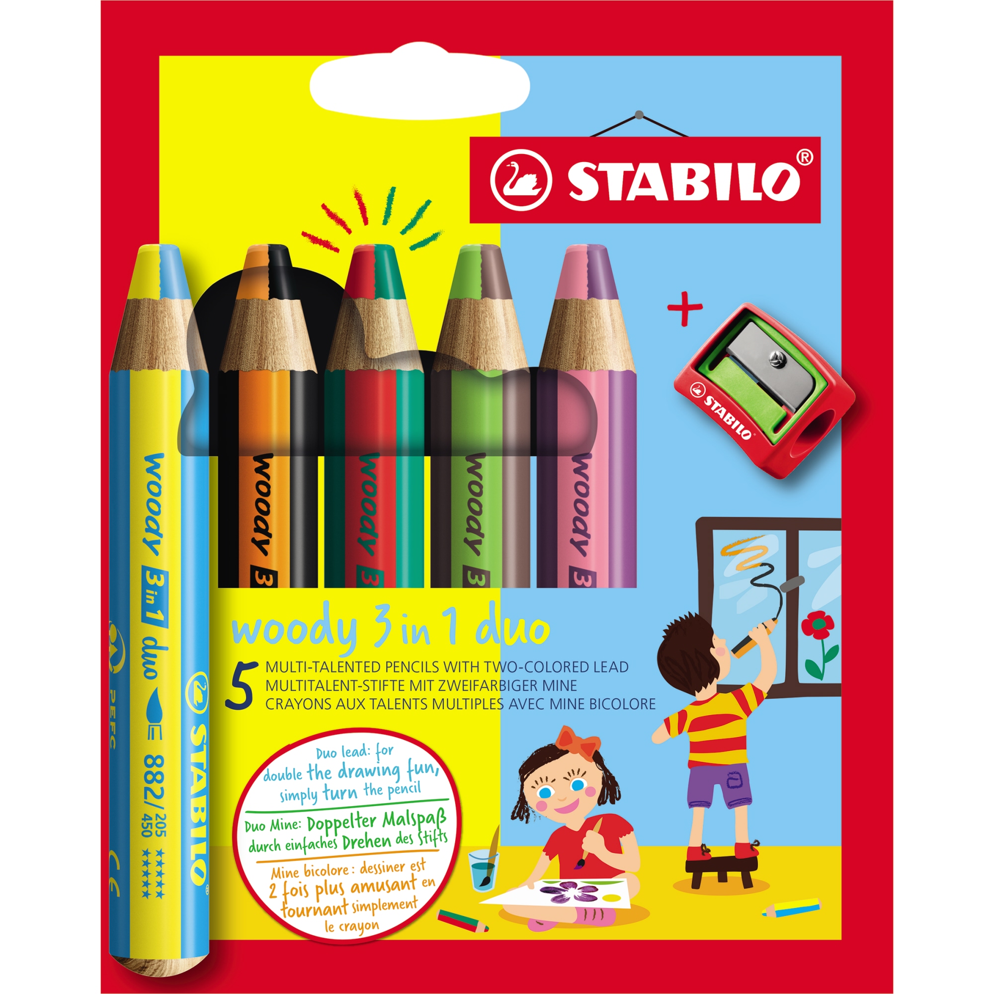 STABILO® Buntstift woody 3 in 1 duo 5 St./Pack.