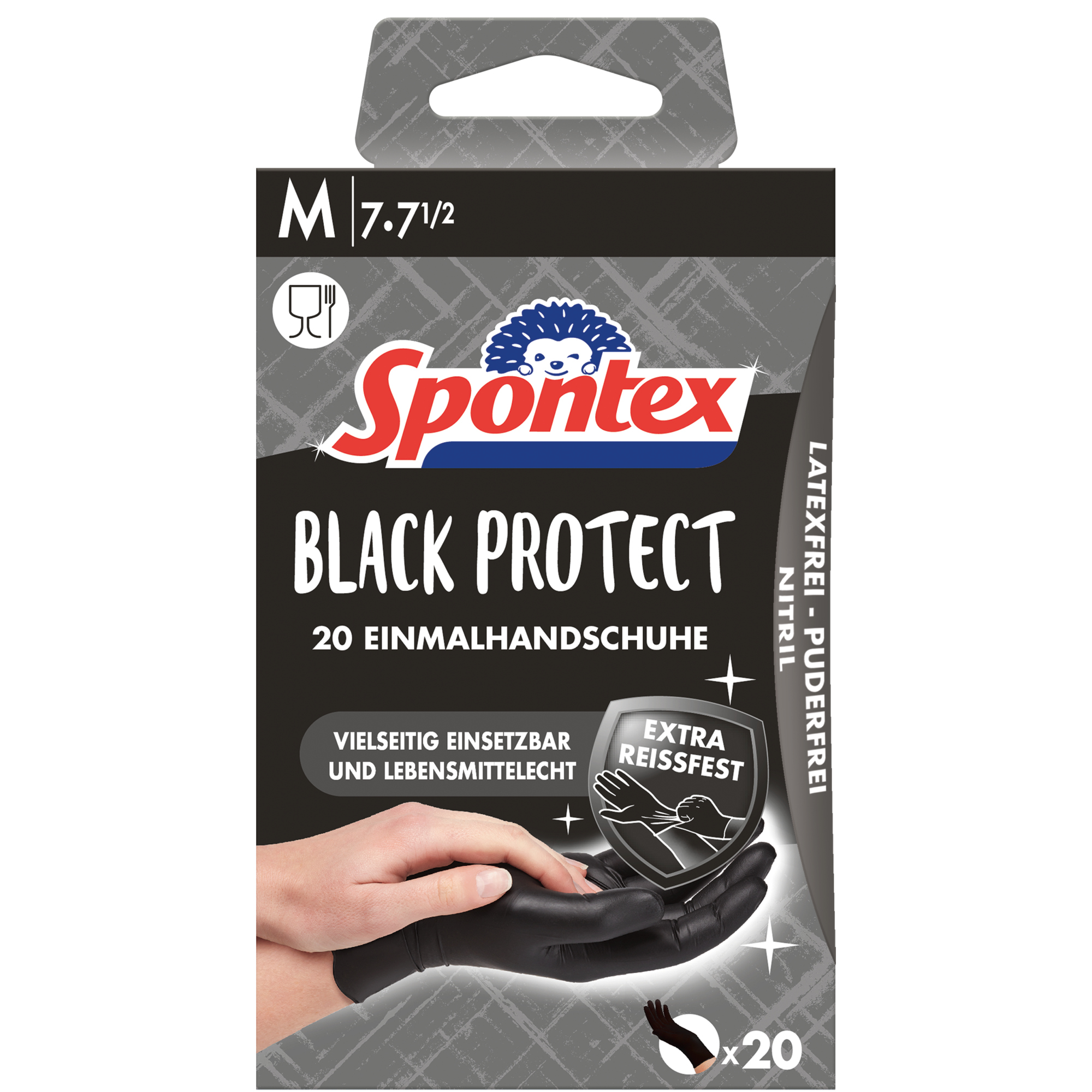 Spontex Einweghandschuhe Black Protect 7 Nitril schwarz 20 St./Pack.