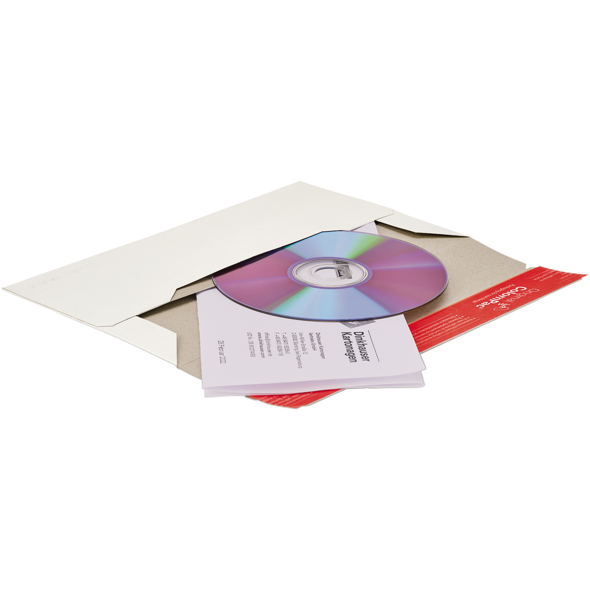 ColomPac® CD/DVD Versandtasche 220 x 121 x 3 mm (B x H x T) ohne Fenster mit Haftklebung Vollpappe weiß