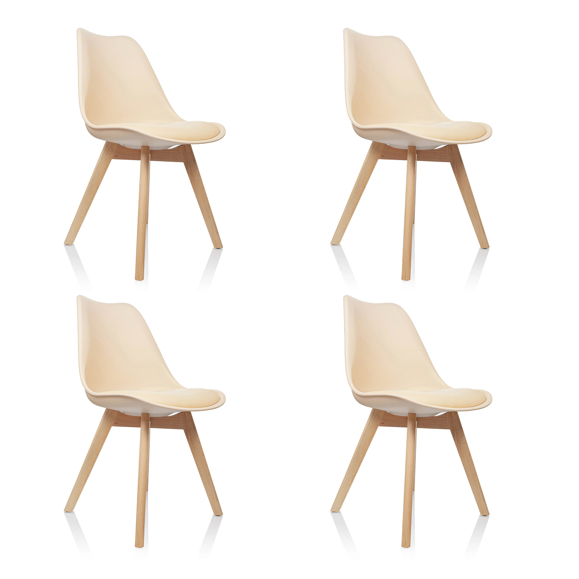 hjh OFFICE Besucherstuhl SCANDI 100kg 100 % Polyurethan Kunstleder beige 4 St./Pack.