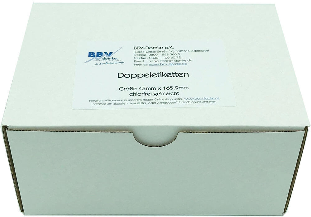 BBV-Domke Doppeletiketten 500 Stück, selbstklebend, passend für alle Frankiermaschinen