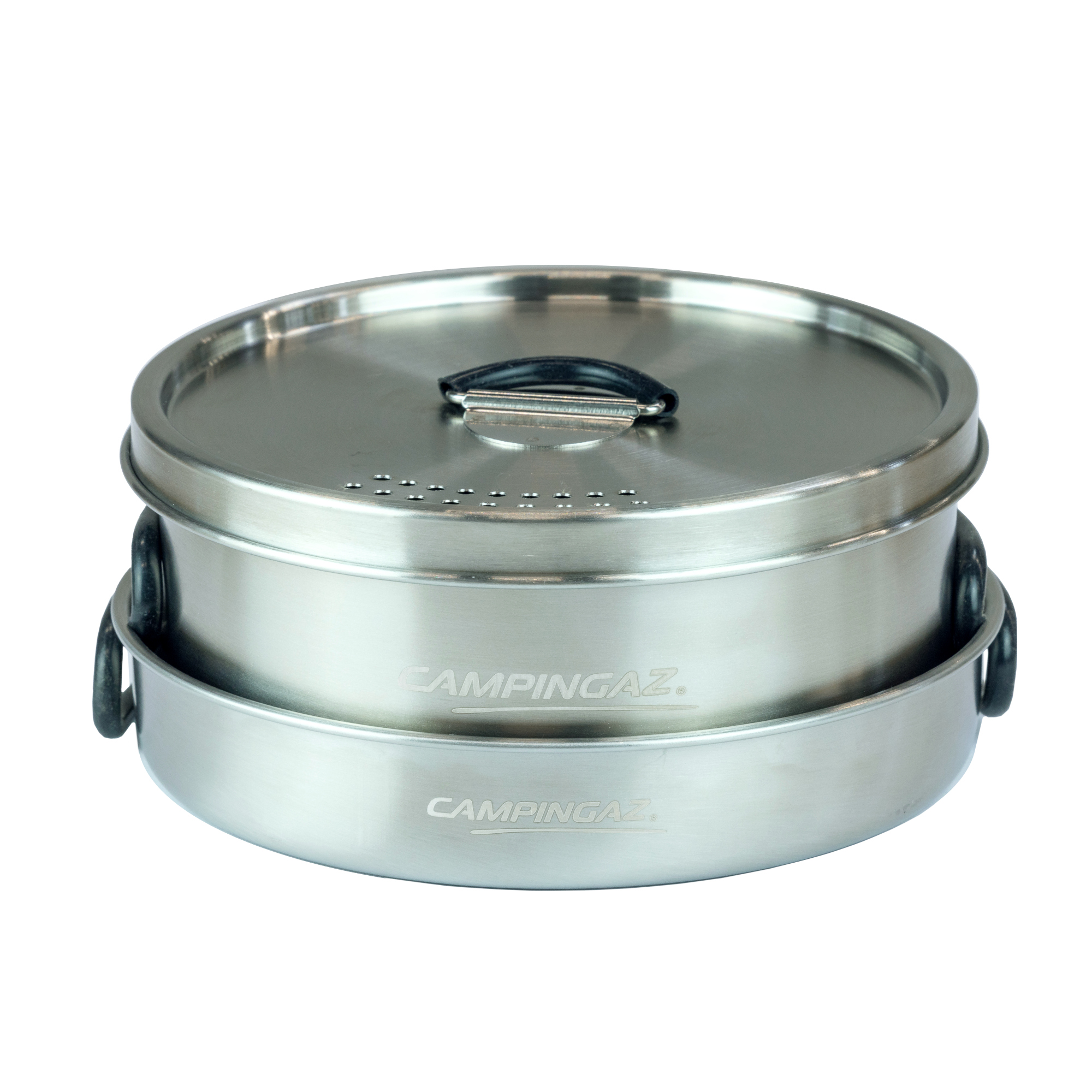 CAMPINGAZ Topfset Trekking Topf 14,5 x 6,5 cm (Ø x H), Deckel, Pfanne 15,5 x 3 cm (Ø x H) Edelstahl silber