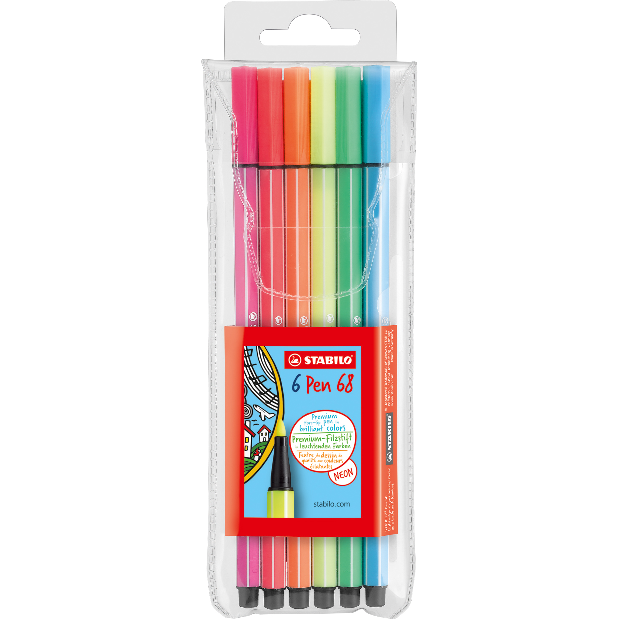 STABILO® Fasermaler Pen 68 1mm farbig sortiert nicht auswaschbar 6 St./Pack.