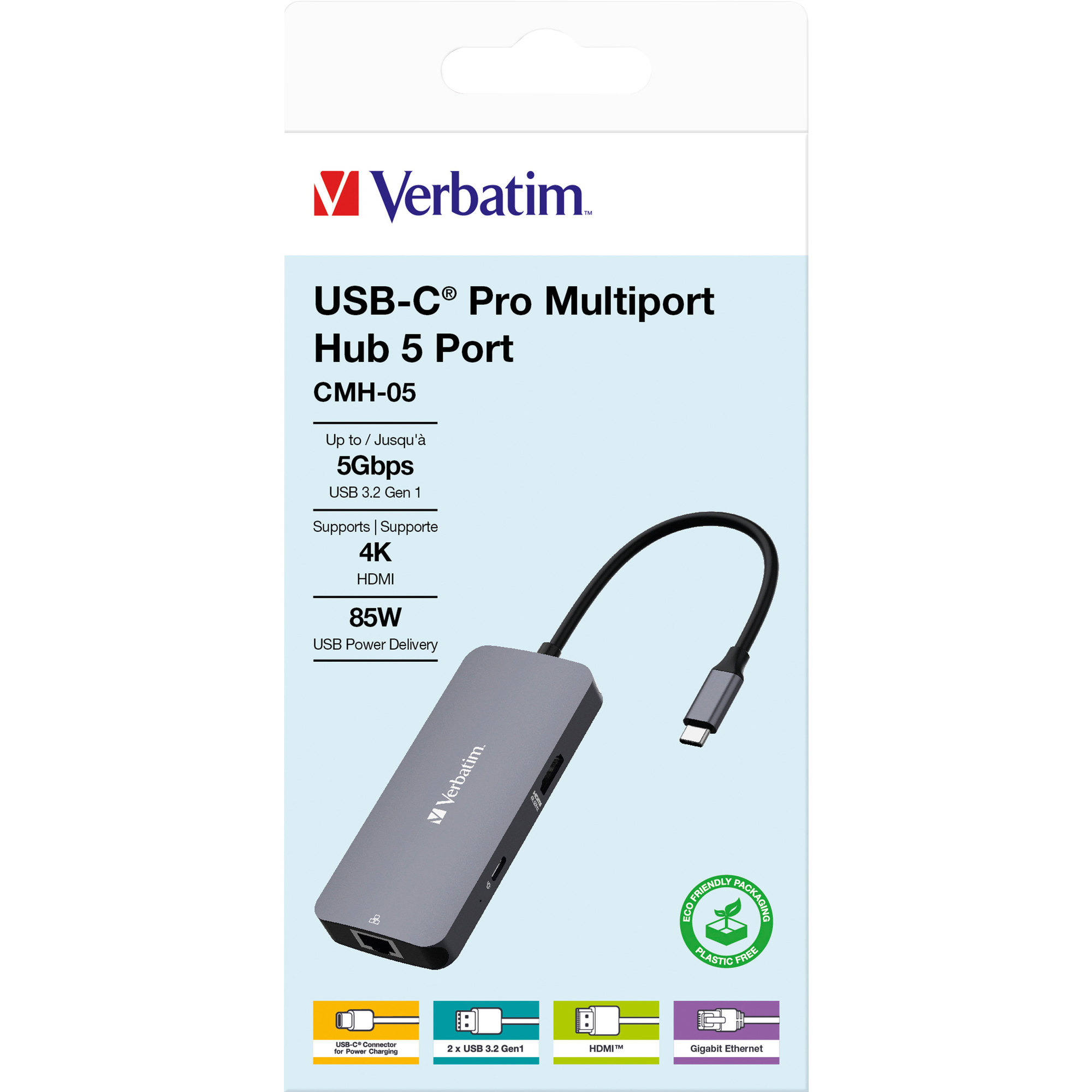 Verbatim USB-Hub CMH-05 USB-C grau/schwarz