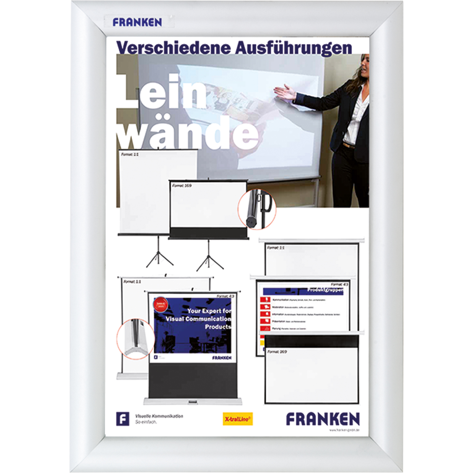 FRANKEN Bilderwechselrahmen Security Feuerfest 24,1 x 32,8 x 1,2 cm (B x H x T) DIN A4 Aluminium silber