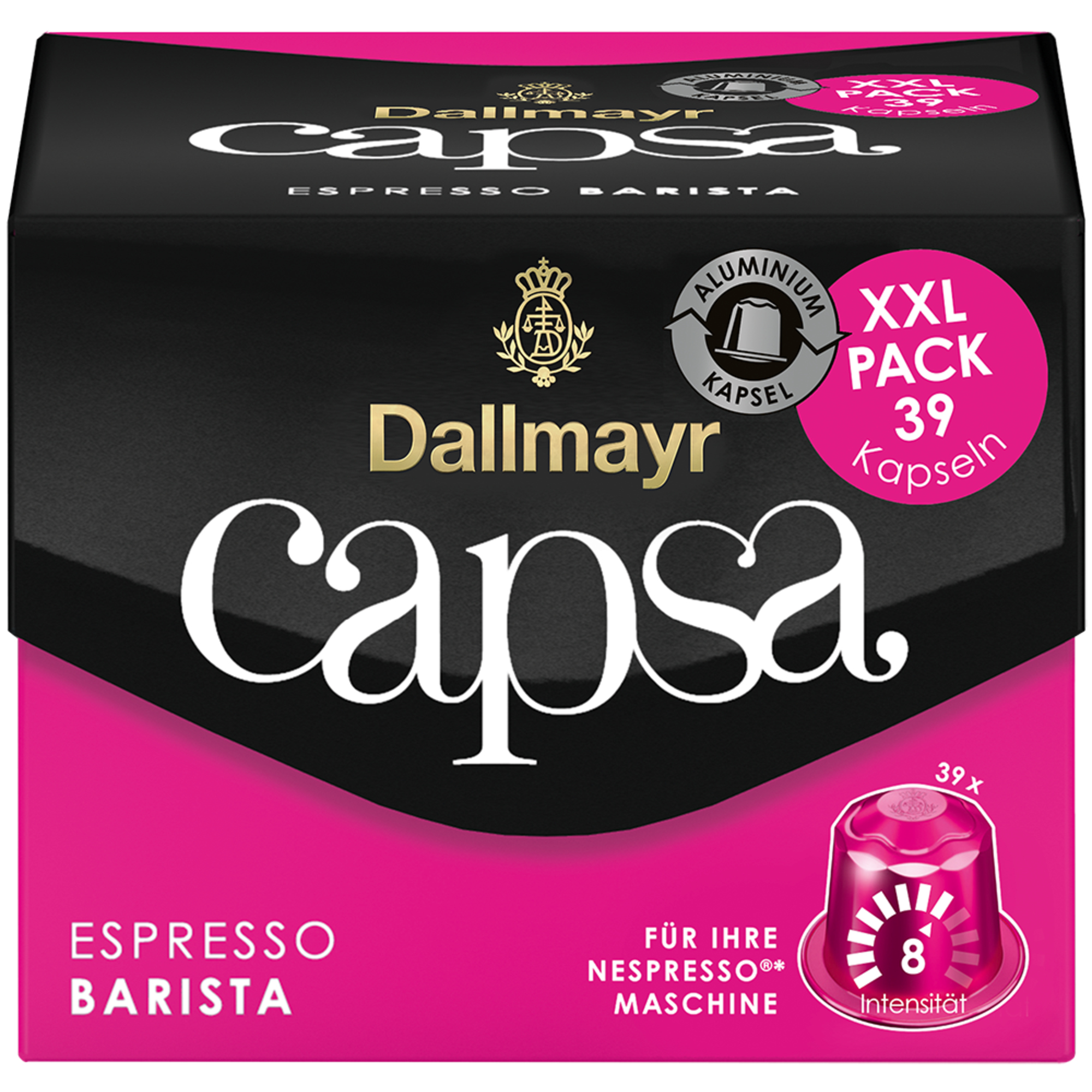 Dallmayr Espressokapsel capsa Nespresso® Maschine BARISTA XXL Intensität: 8 39 x 5,6 g/Pack.