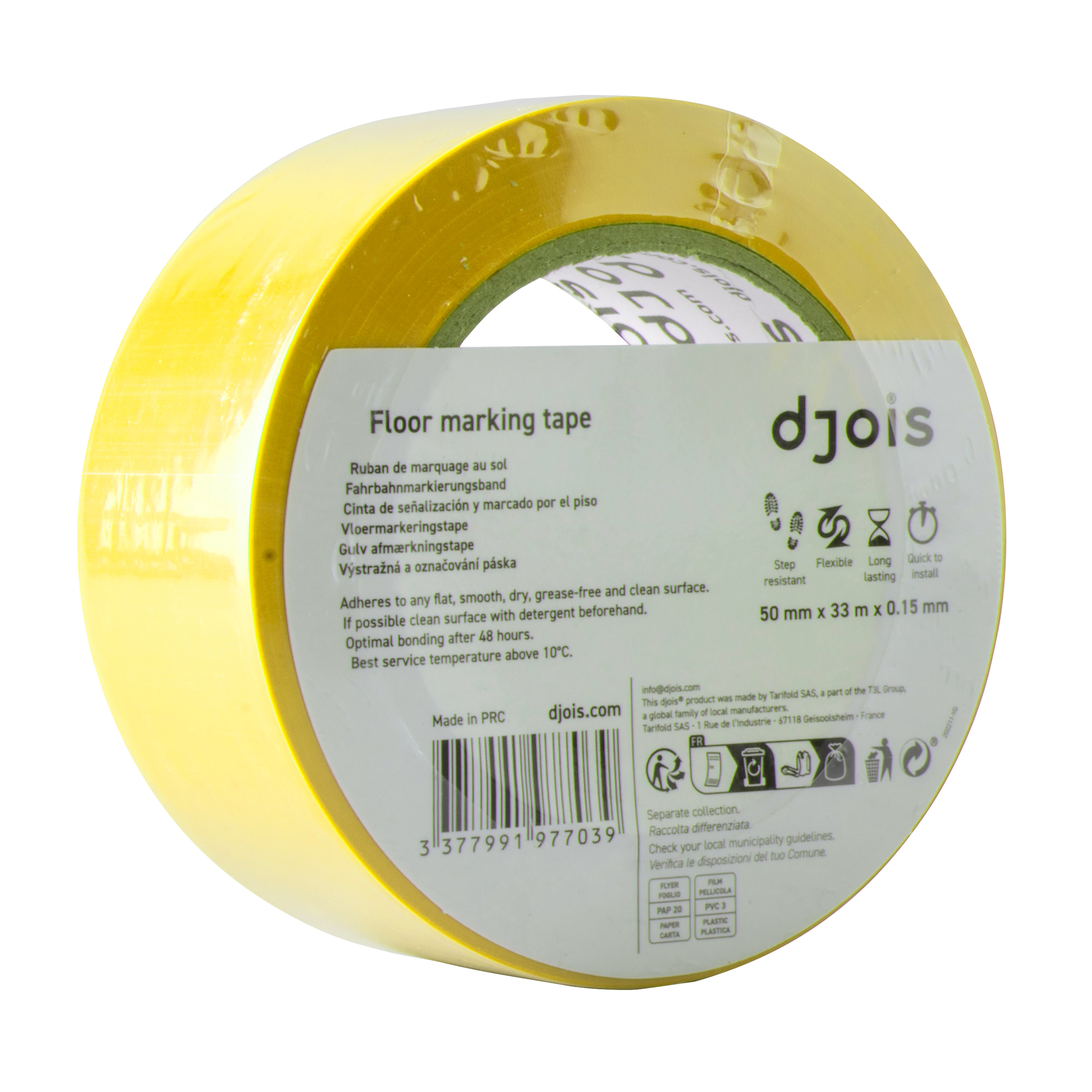 DJOIS Markierungsband 50 mm x 33 m (B x L) selbstklebend Vinyl gelb