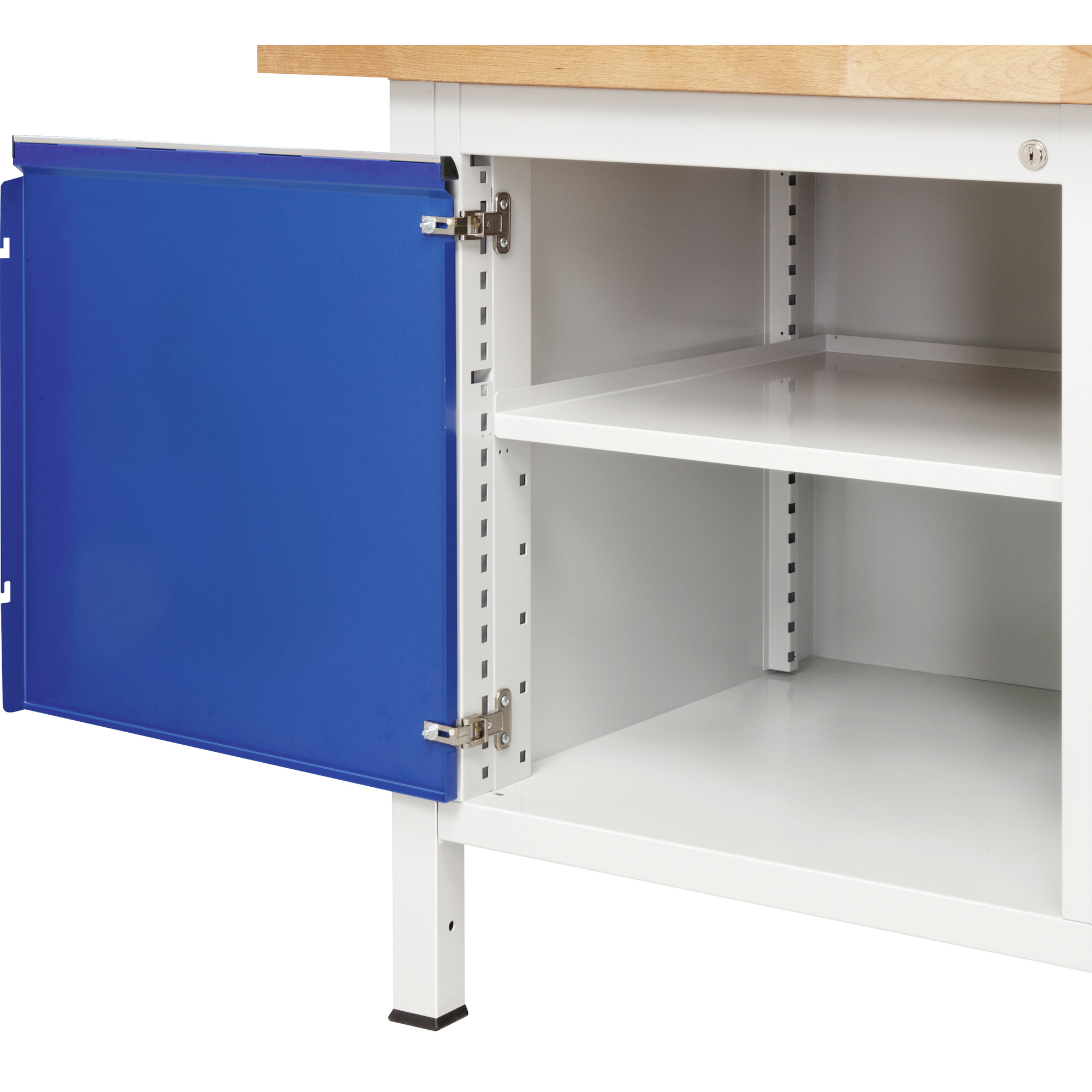RAU Werkbank 8000 1.250 x 840-1.040 x 900 mm (B x H x T) enzianblau lichtgrau