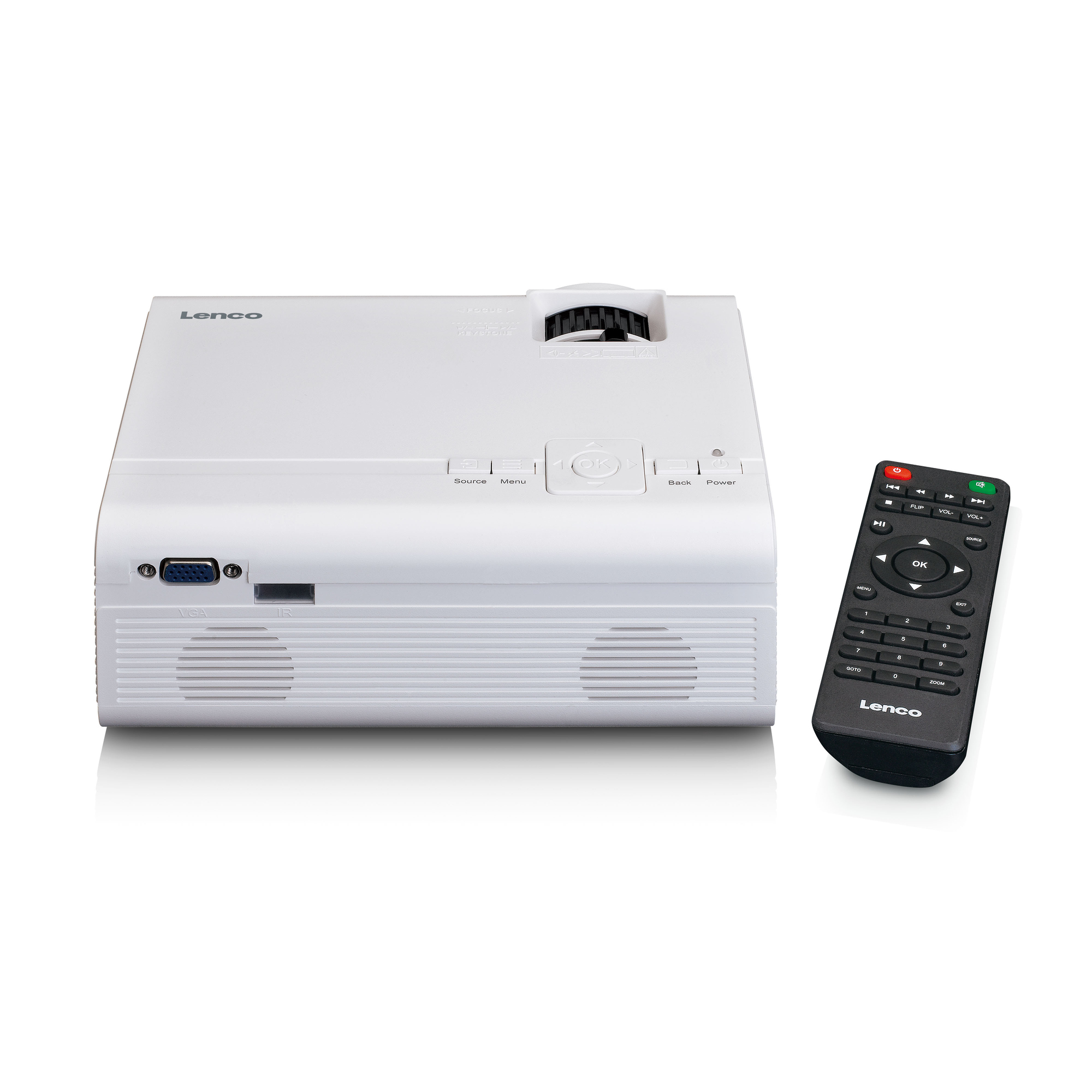 Lenco Beamer LPJ-280WH 20,3 x 8,2 x 15 cm (B x H x T) 2 x HDMI, AV-IN, VGA, USB, 3,5 mm Klinkenbuchse 2.800lm 800 x 400 Pixel DVD-Player integriert weiß