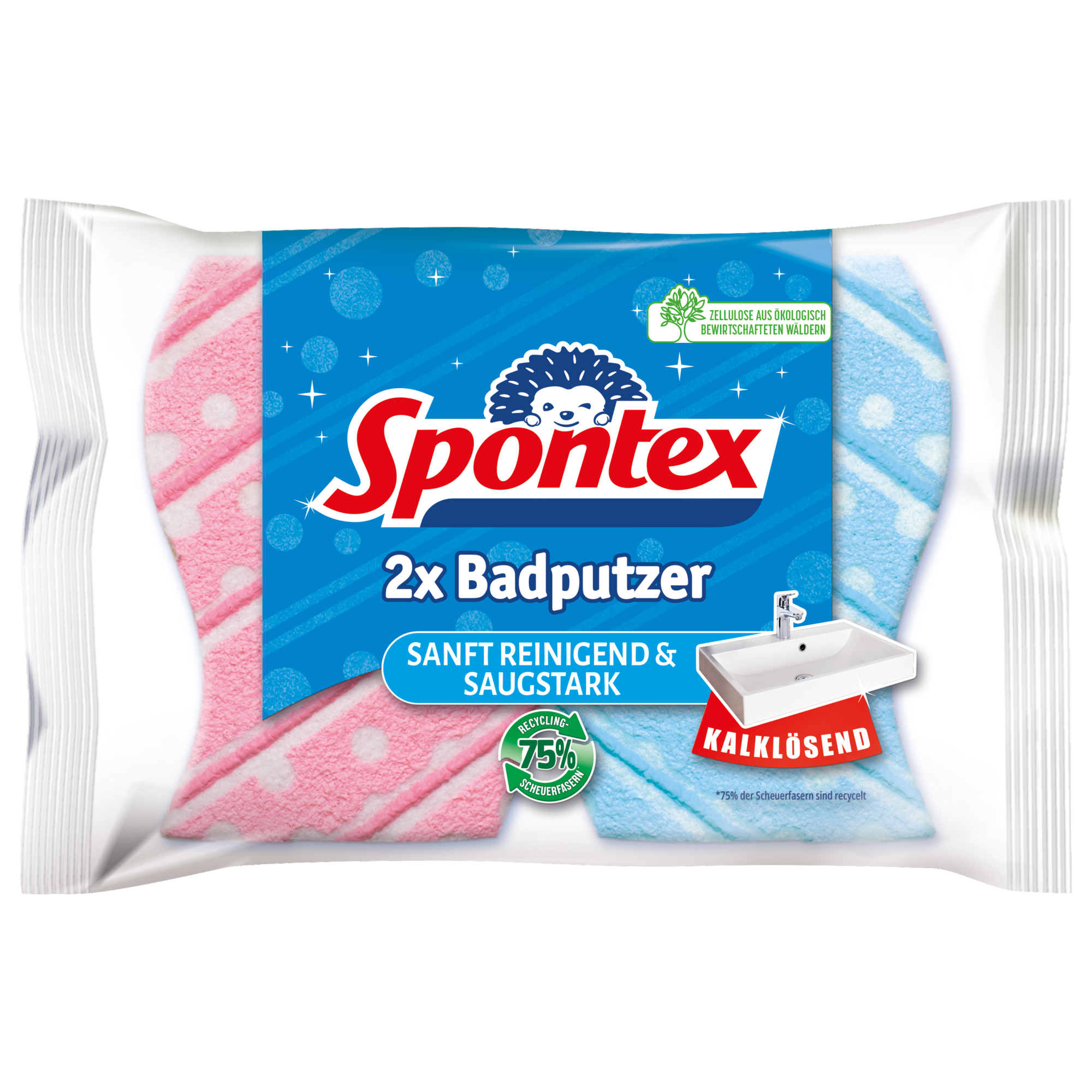 Spontex Reinigungsschwamm Badputzer 21 x 11 x 2,5 cm (B x H x T) Zellulose/Polyester/Viskose/Mineralstoffe/Bindemittel farbig sortiert (freie Farbauswahl nicht möglich) 2 St./Pack.