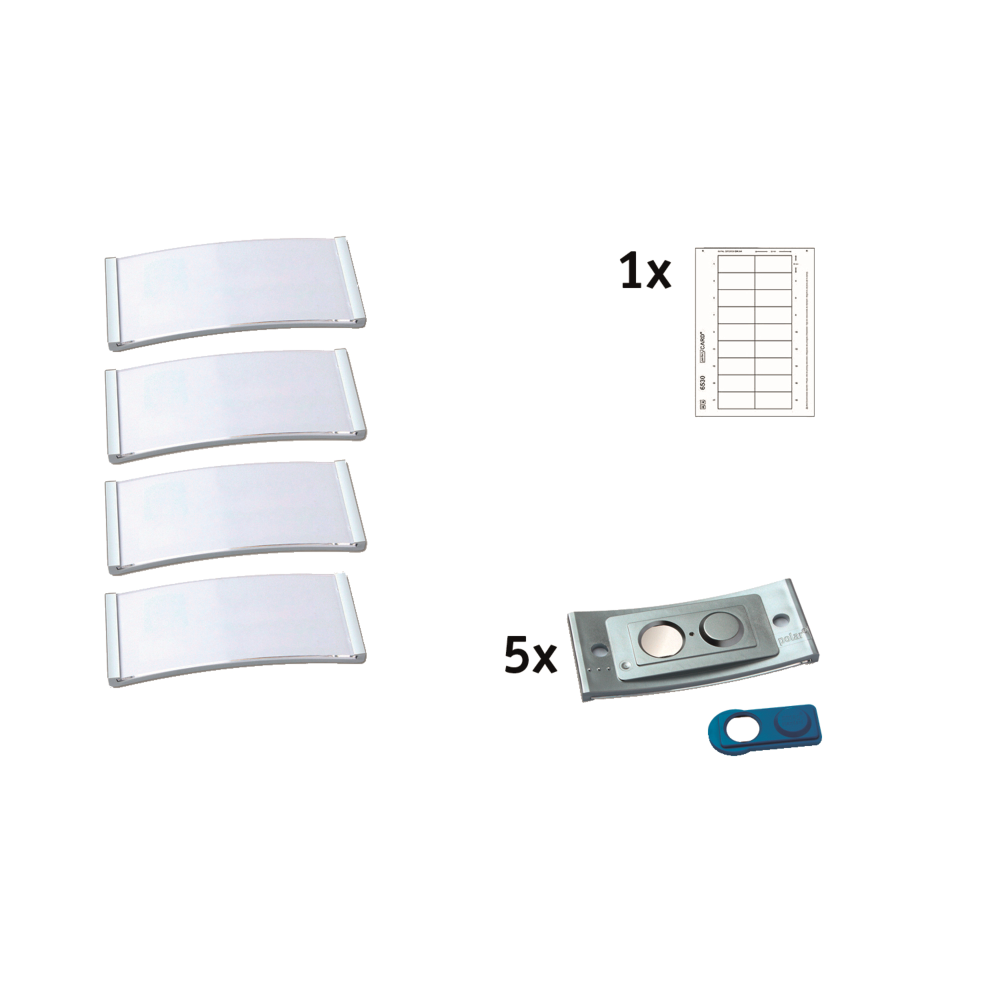 badgepoint® Namensschild polar® classic 65 x 30 mm (B x H) inkl. 1 Bogen (18 Namenskarten) Papier A4 weiß Magnet edelstahl 5 St./Pack.