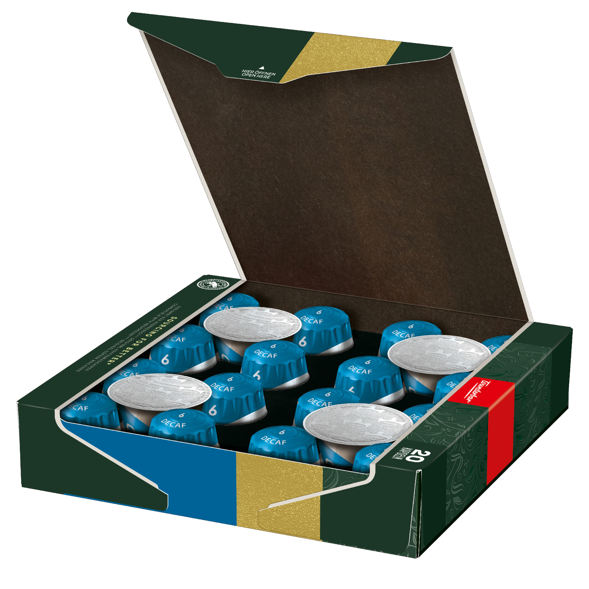 JACOBS Kaffeekapsel Decaffeinato 6 Nespresso® Maschine Lungo Intensität: 6 20 x 5,2 g/Pack.