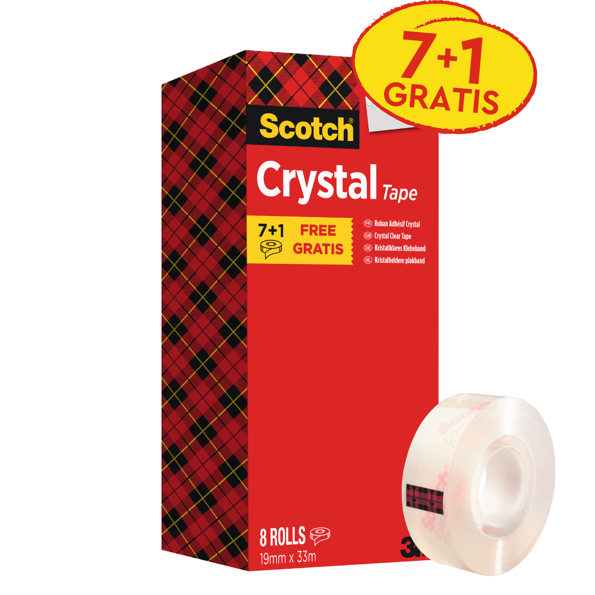 Scotch® Klebefilm Crystal Promotion 19 mm x 33 m (B x L) einseitig klebend mit Lösungsmittel Acrylat transparent 8 St./Pack.