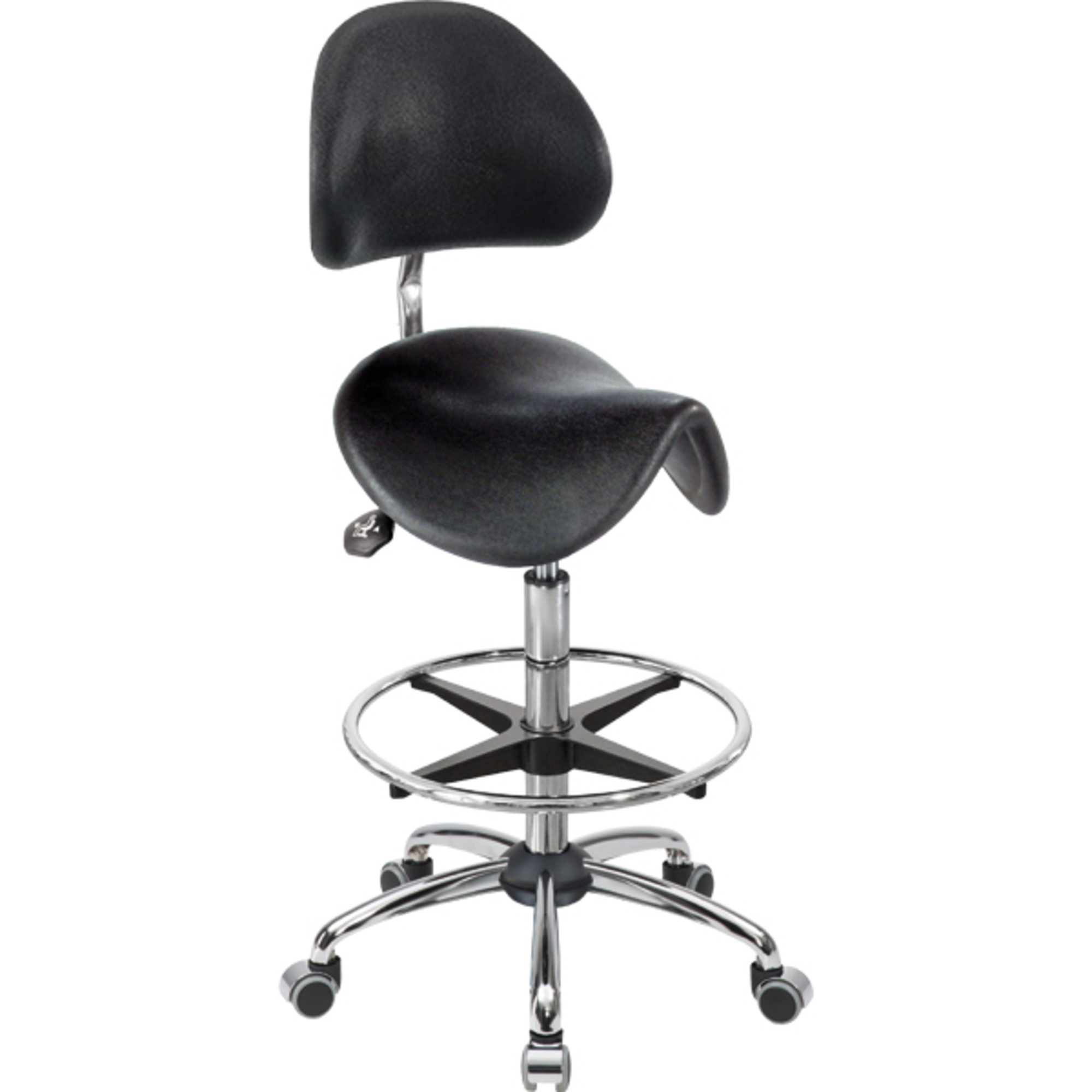 meychair Sitzhocker Assistant Basic Sattel Farbe der Sitzfläche: schwarz Farbe des Fußkreuzes: chrom