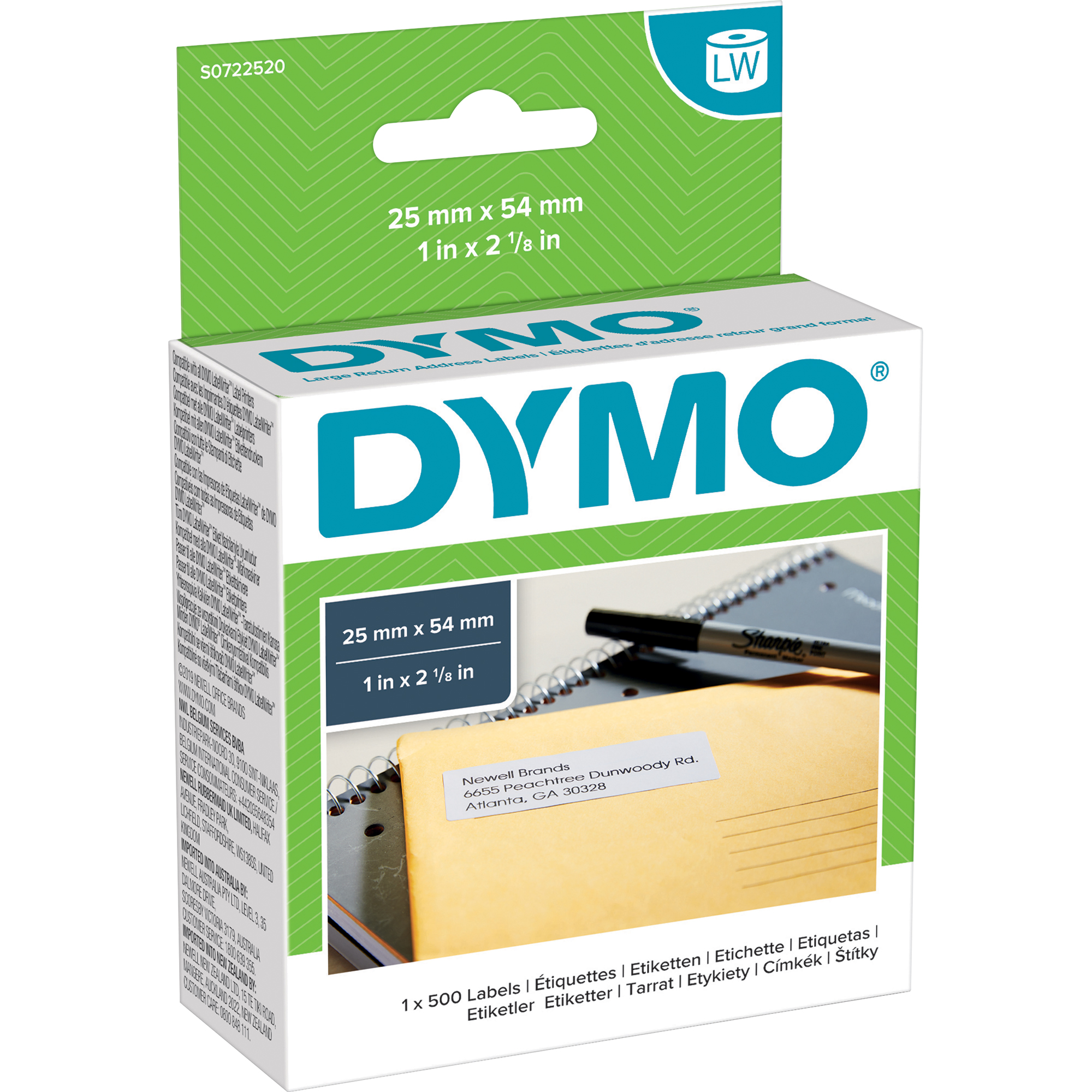 DYMO® Adressetikett Original 25 x 54 mm (B x H) Papier weiß 500 Etik./Rl.