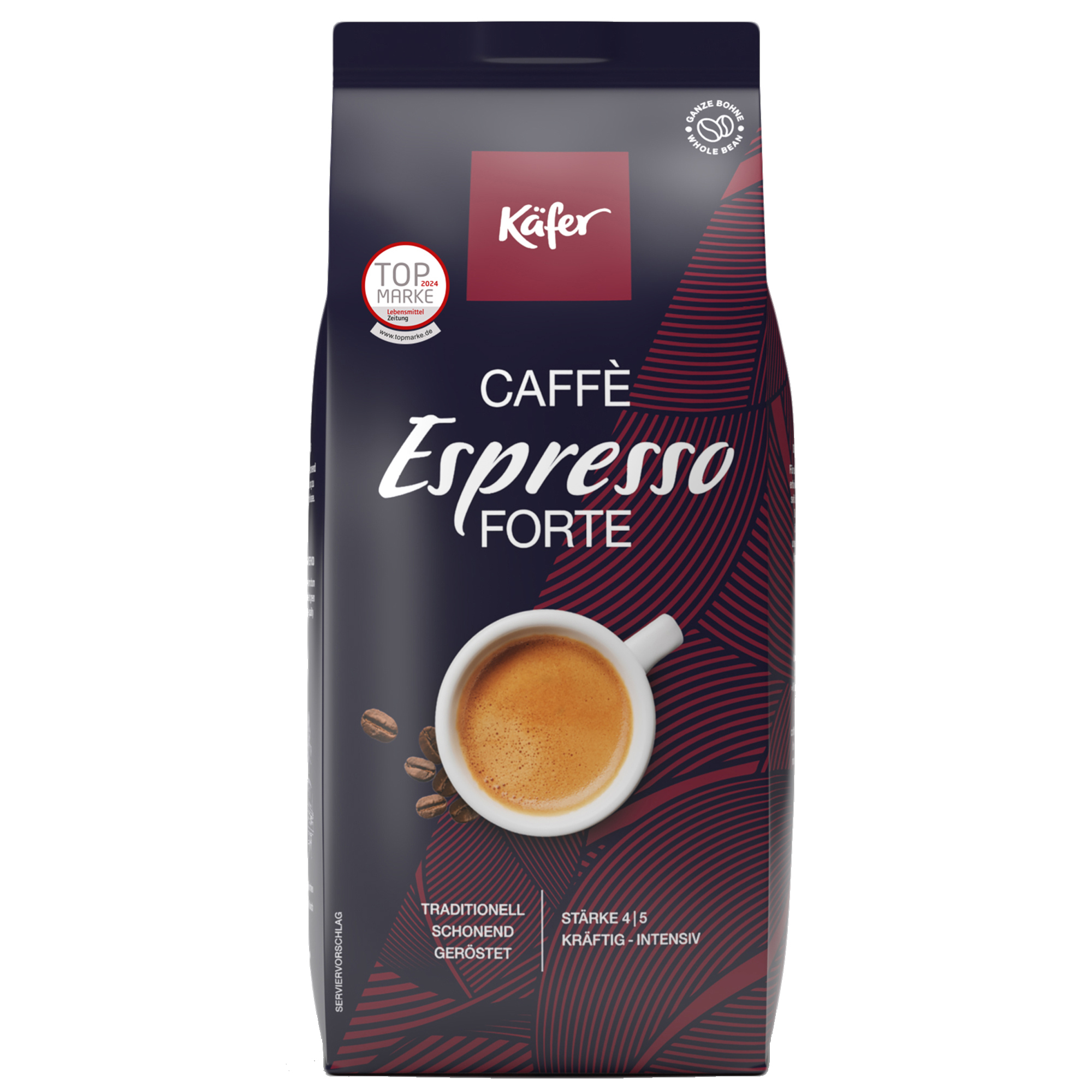 Käfer Espresso Forte kräftig, vollmundig, intensiv ganze Bohne 1.000 g/Pack.