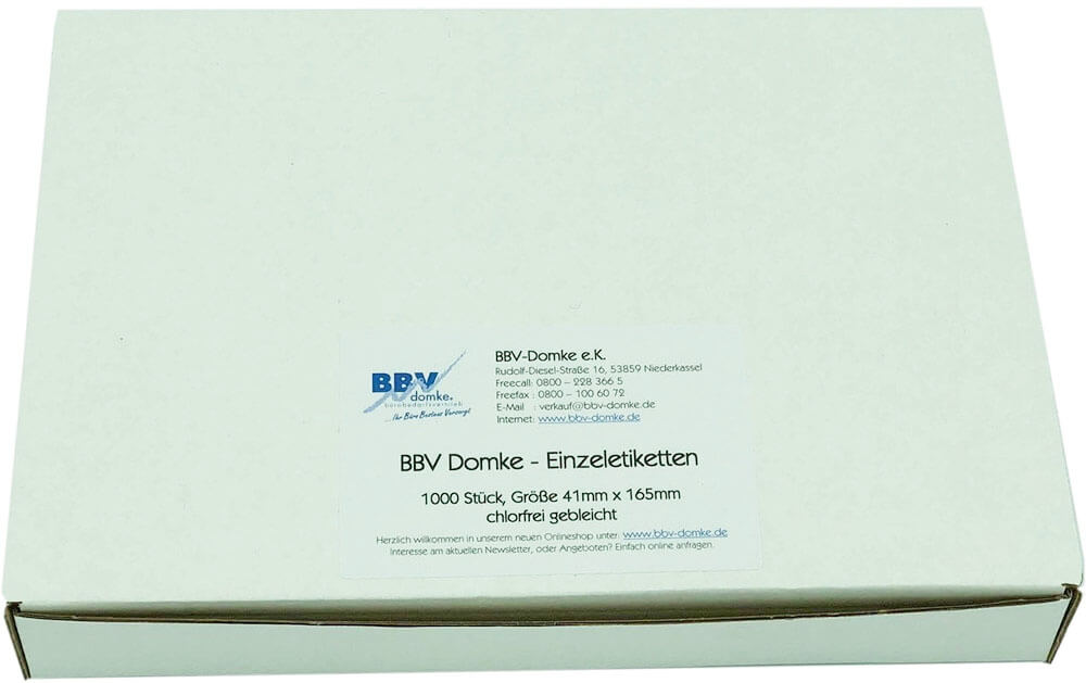 BBV-Domke Einzeletiketten 1000 Stück, selbstklebend, passend für Pitney Bowes DM300C, DM400C