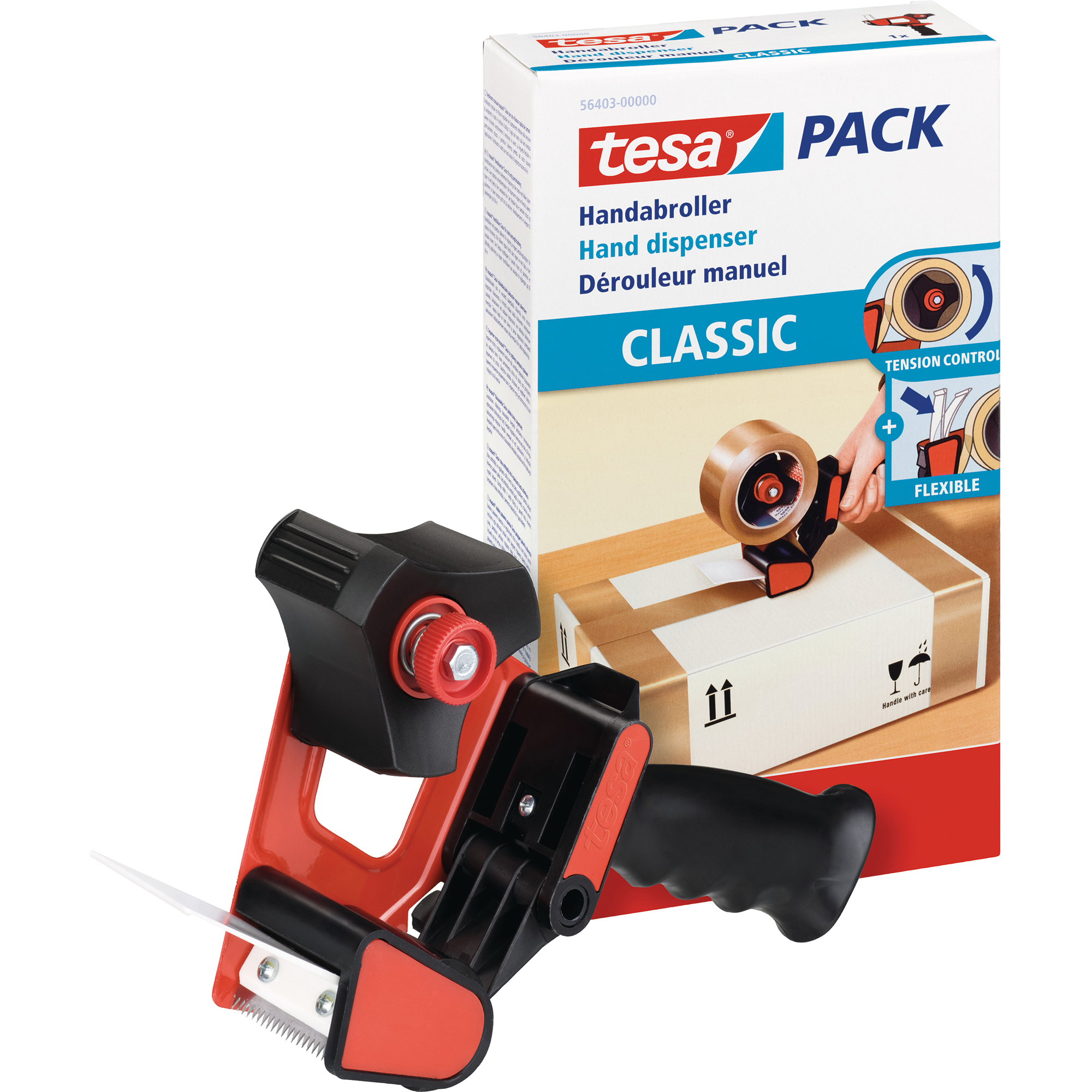 tesa® Packbandabroller Classic tesapack®/tesafilm®-Rollen Metall schwarz/rot