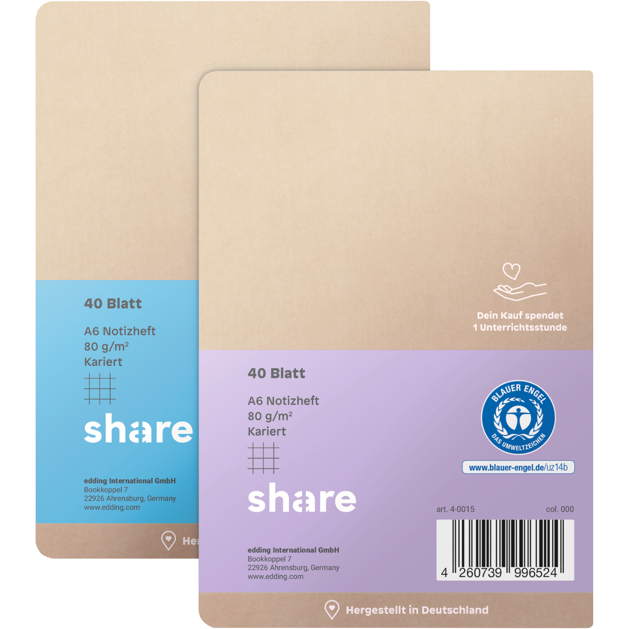 share Notizheft DIN A6 kariert 40 Bl.
