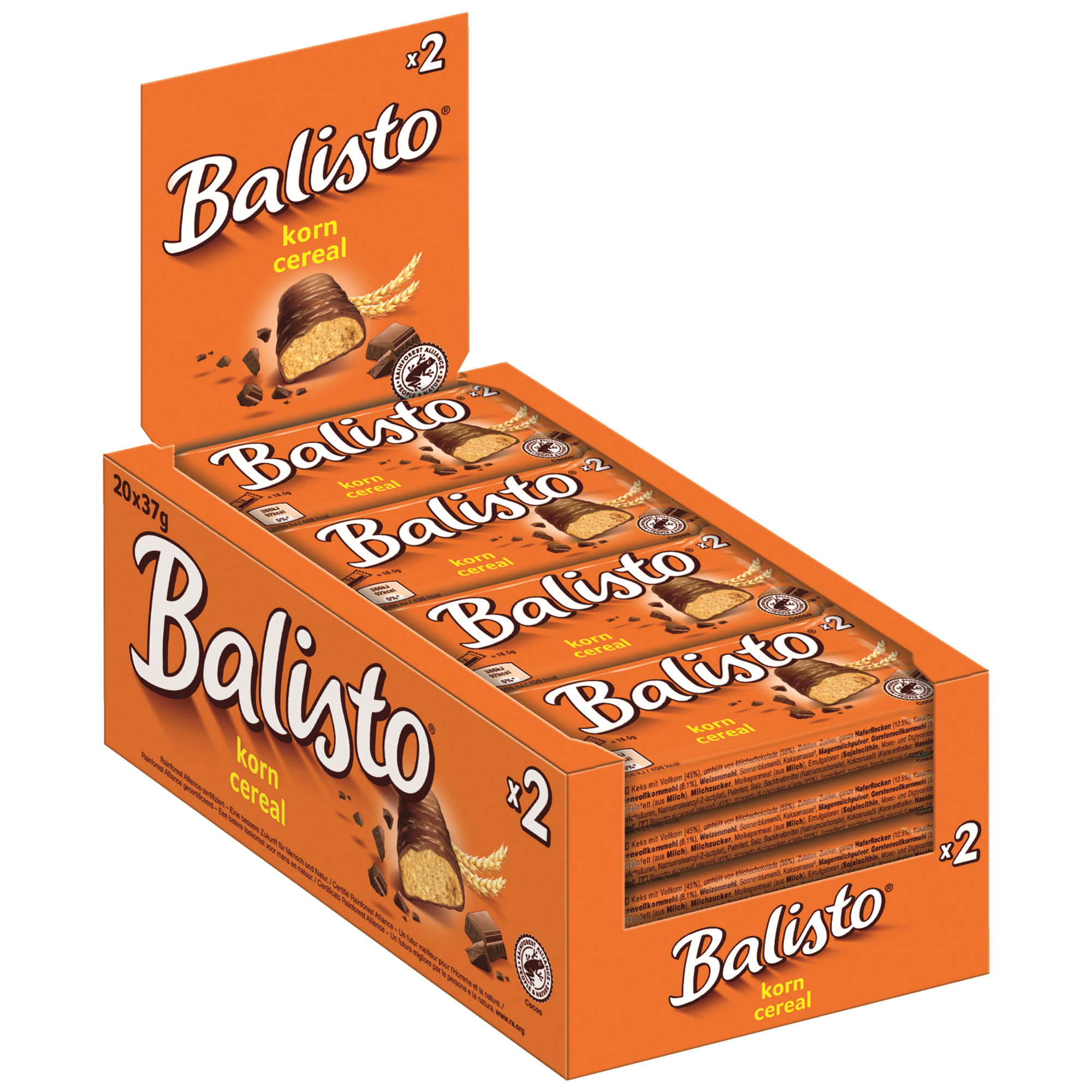 BALISTO® Schokoriegel Korn-Mix 20 x 37 g/Pack.