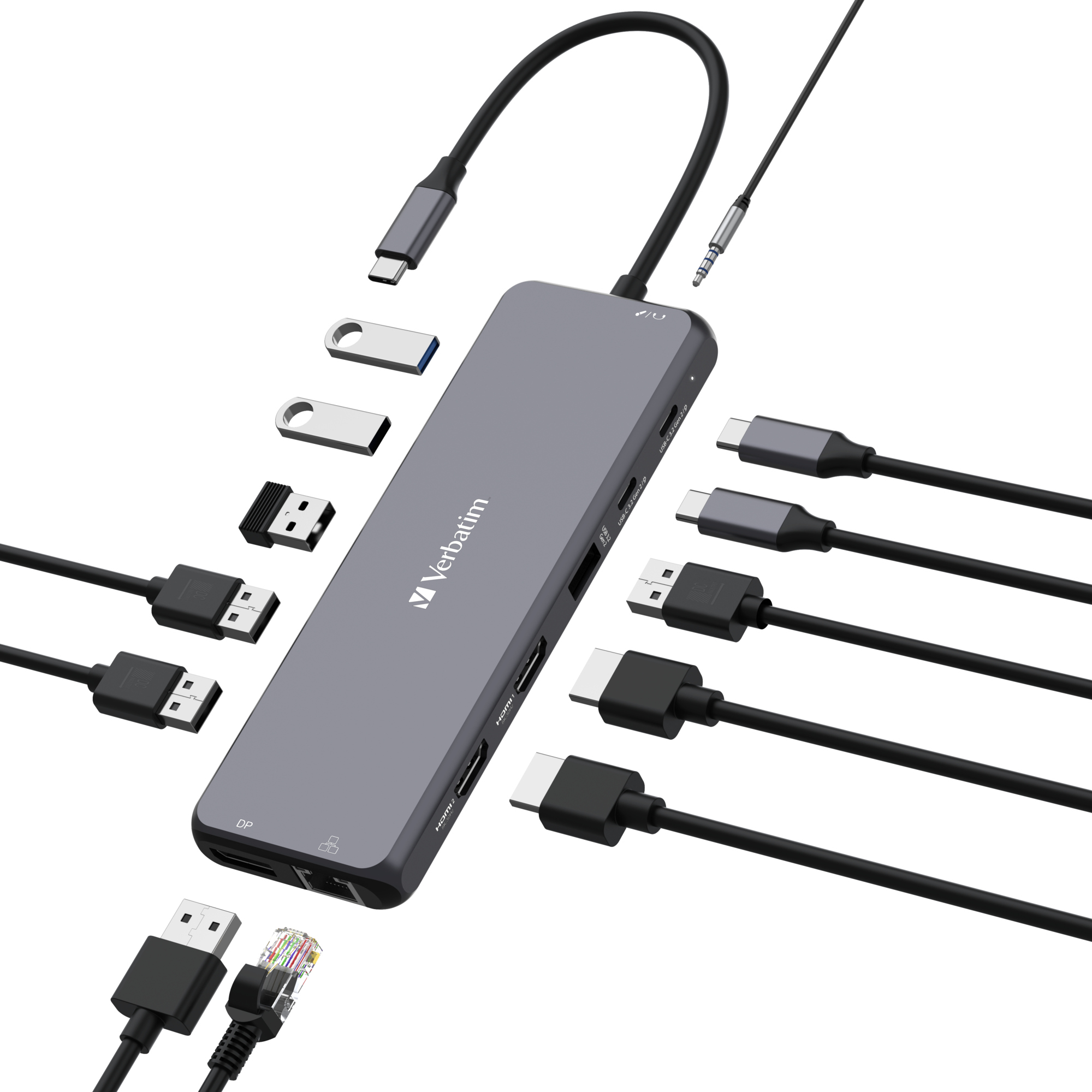 Verbatim USB-Hub CMH-13 USB-C grau/schwarz
