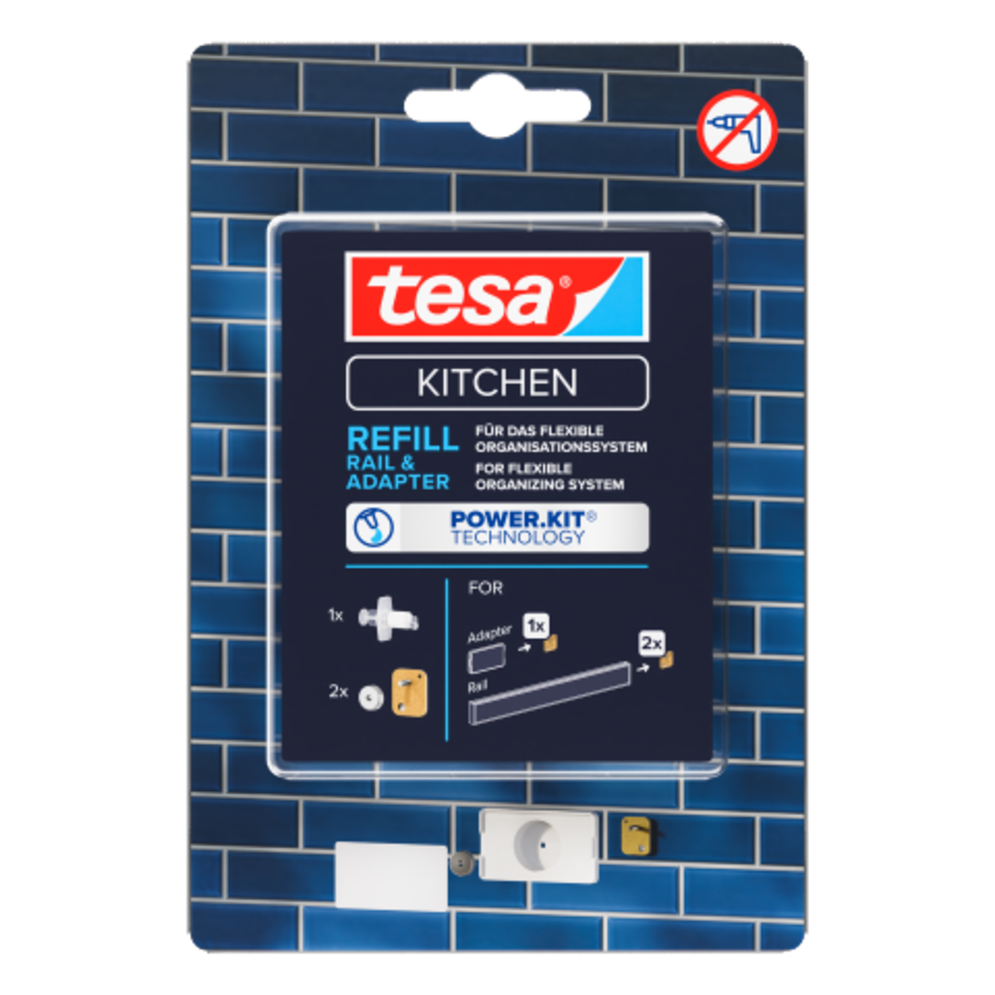 tesa® Wandbefestigung KITCHEN Power Kit Refill flexible Organizersysteme