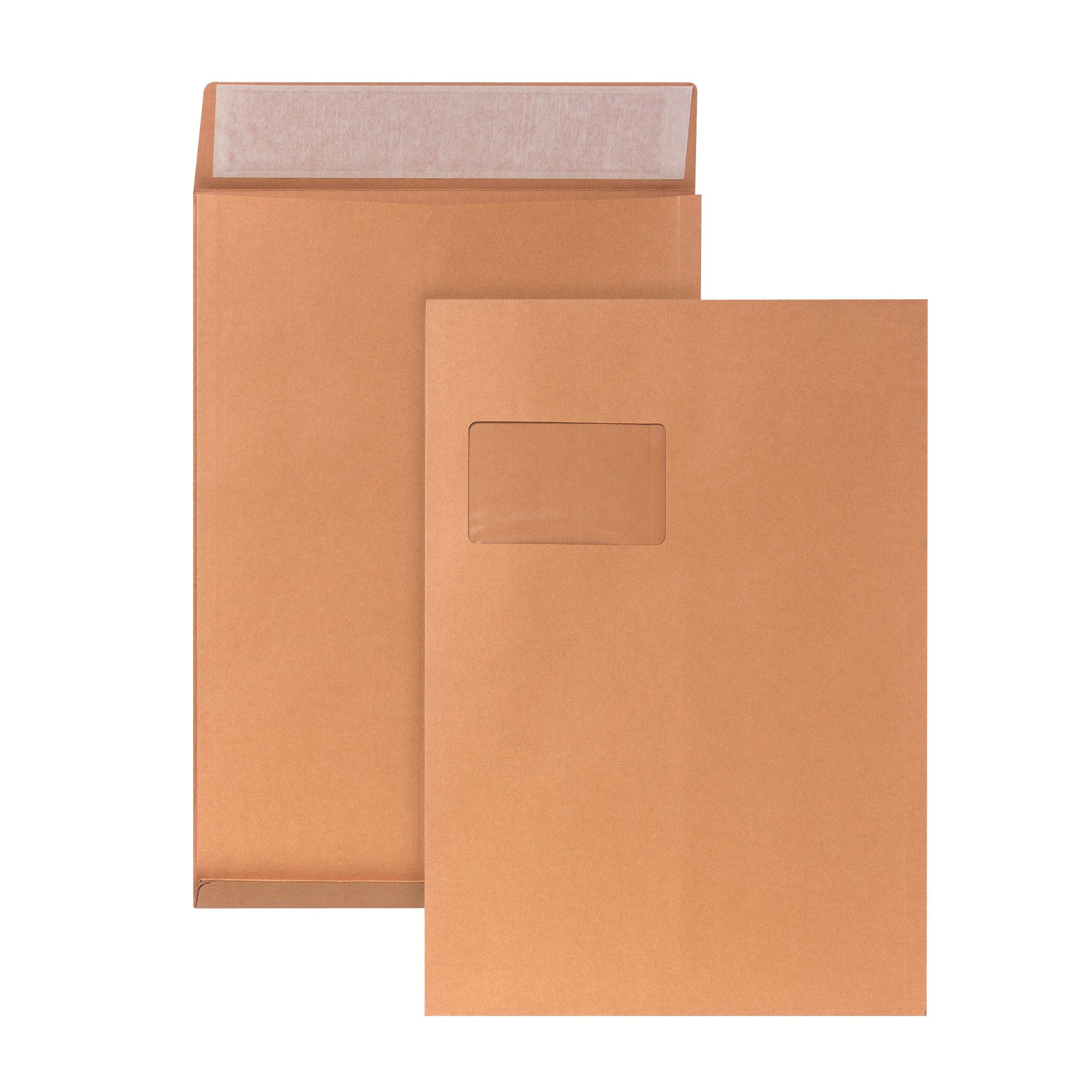POSTHORN Faltentasche DIN C4 229 x 324 mm (B x H) mit Fenster 120g/m² mit Haftklebung Kraftpapier braun 200 St./Pack.